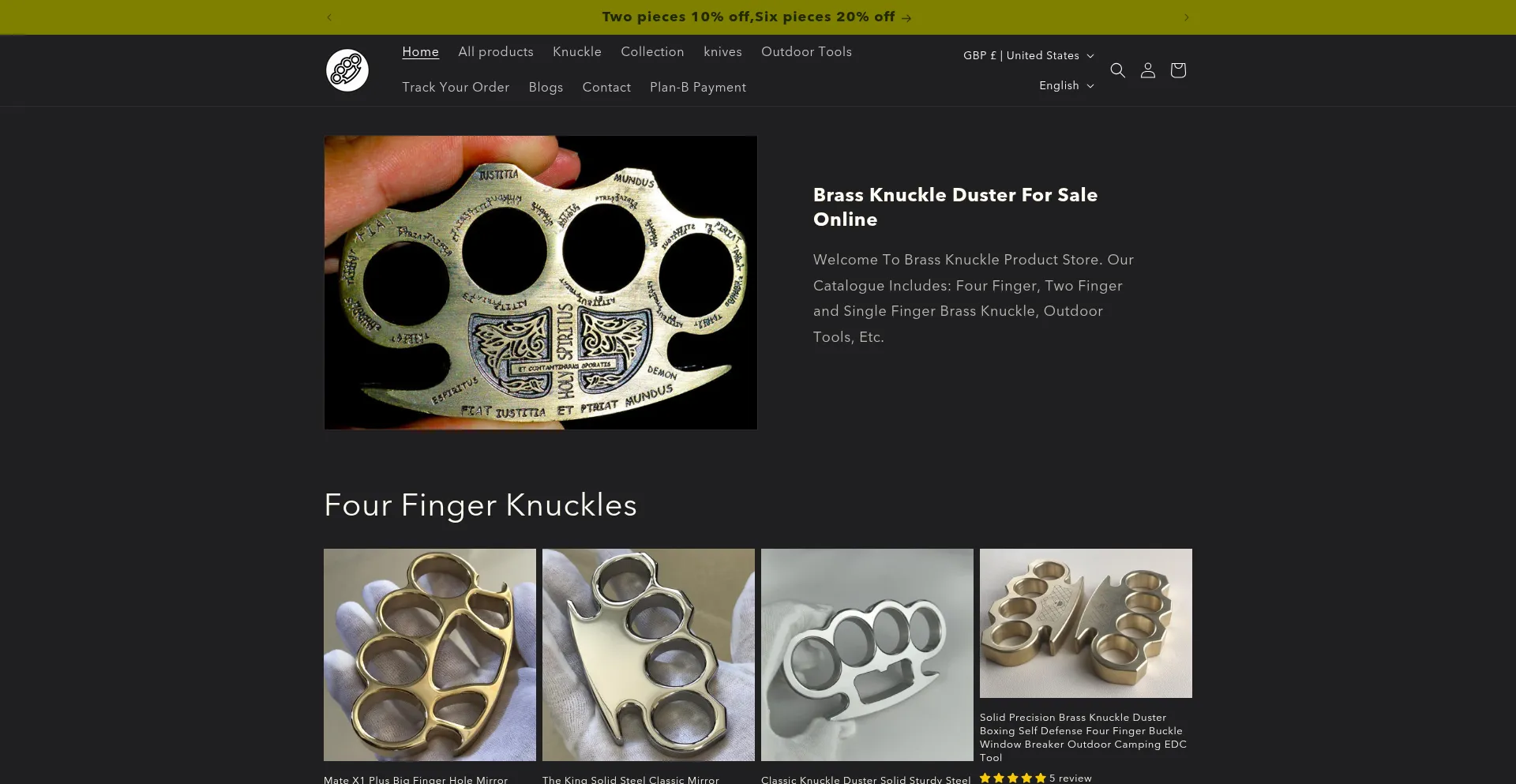 Website screenshot of Brassknuckle.co.uk
