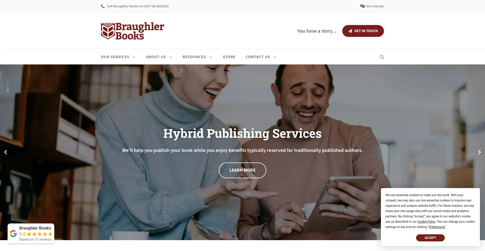 Website screenshot of Braughlerbooks.com