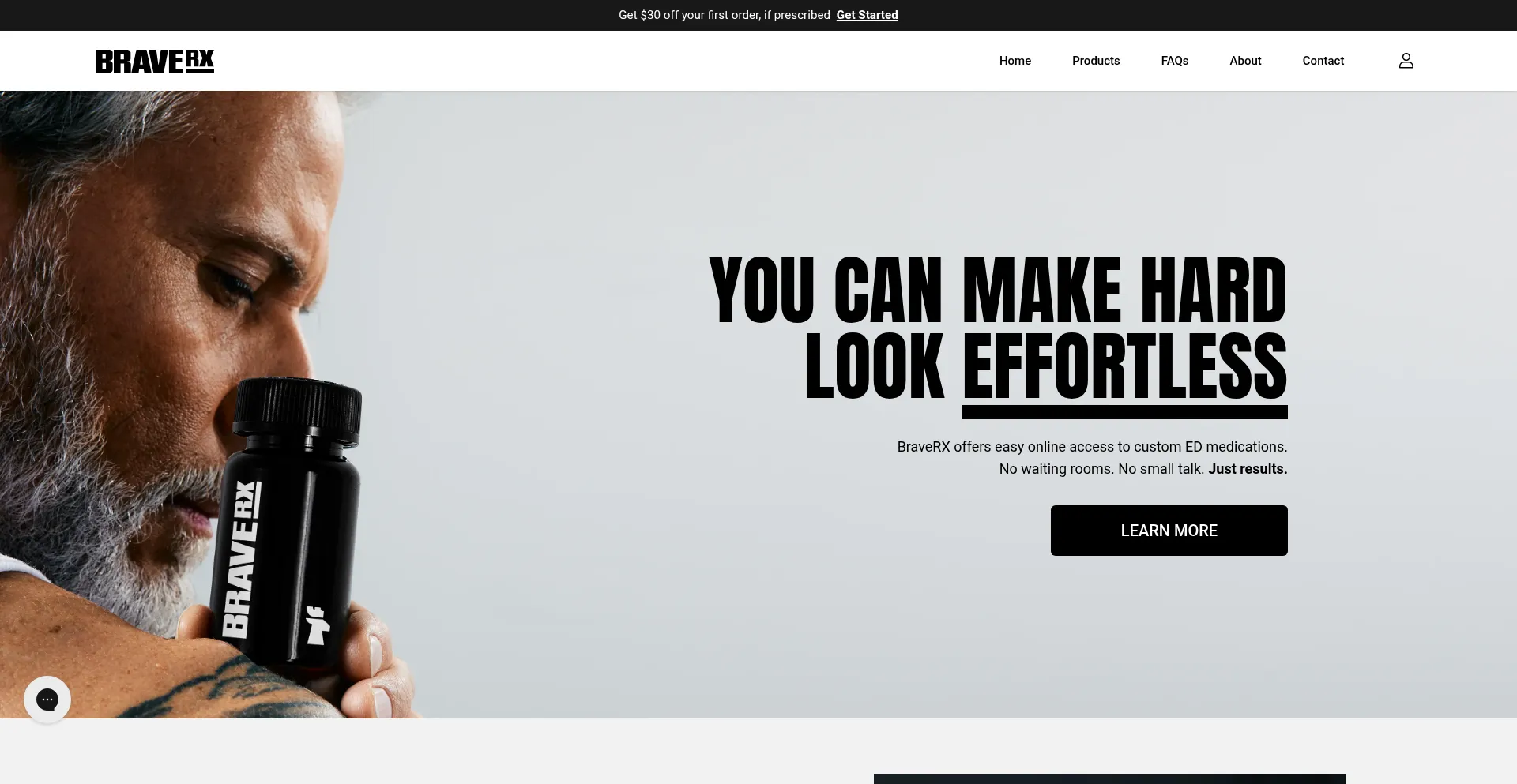 Website screenshot of Braverx.com