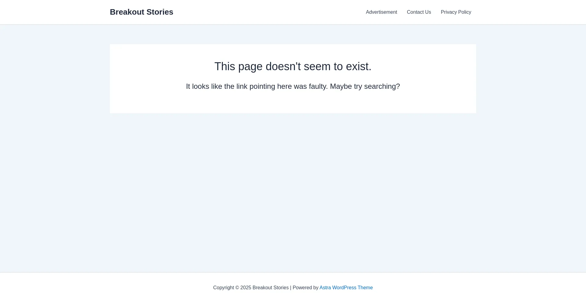 Website screenshot of Breakoutstories.pro
