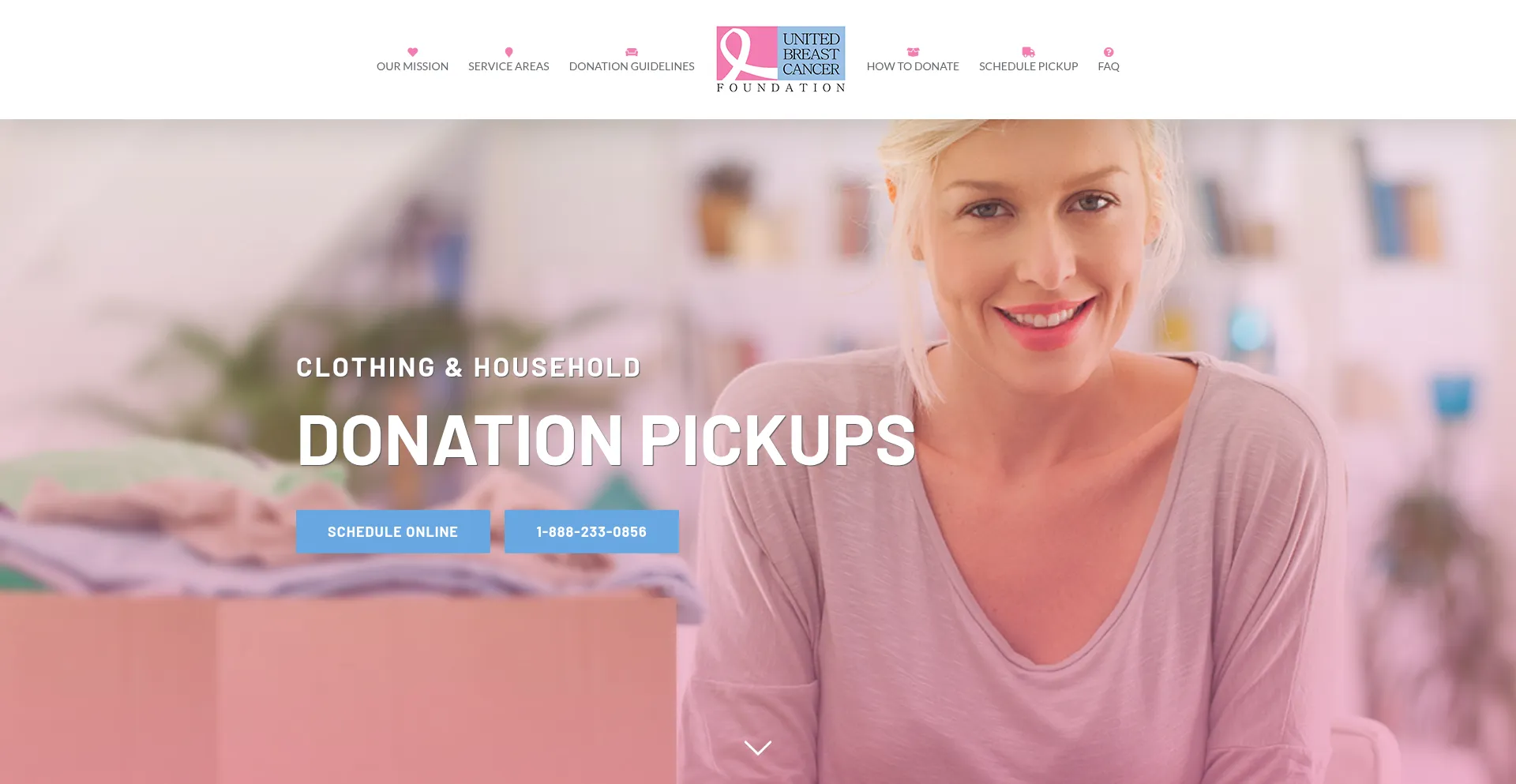 Website screenshot of Breastcancerpickups.org