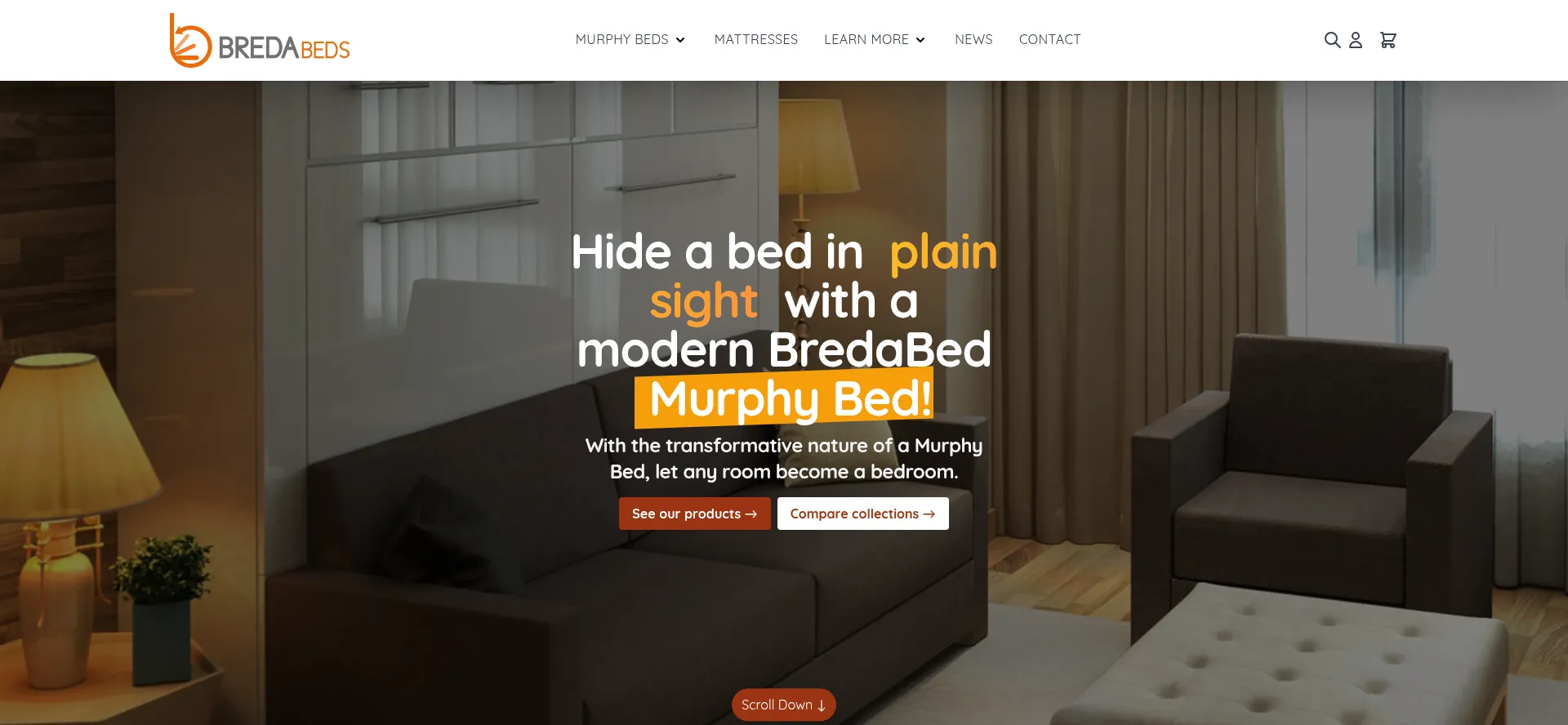 Website screenshot of Bredabeds.com