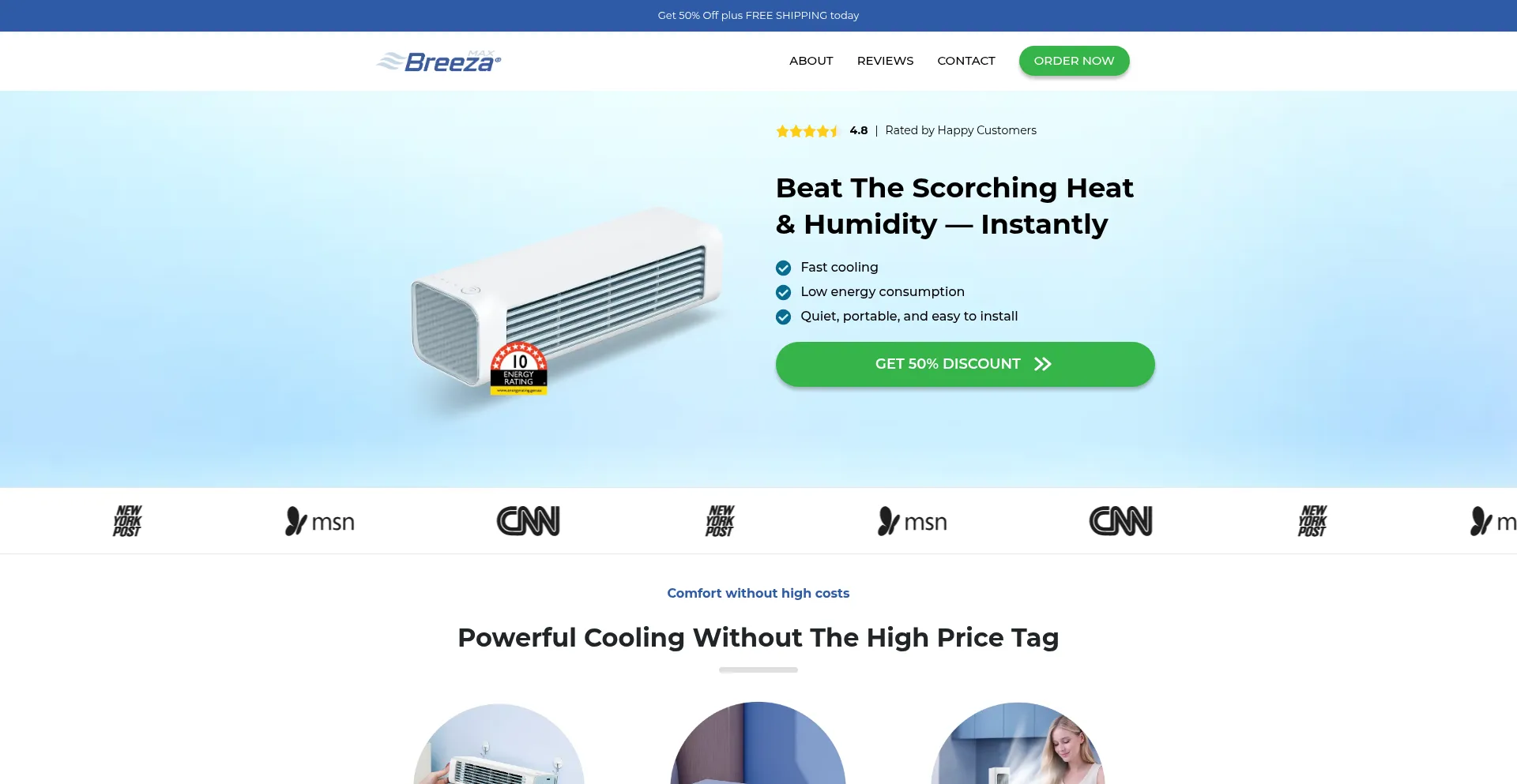 Website screenshot of Breezamaxstore.com