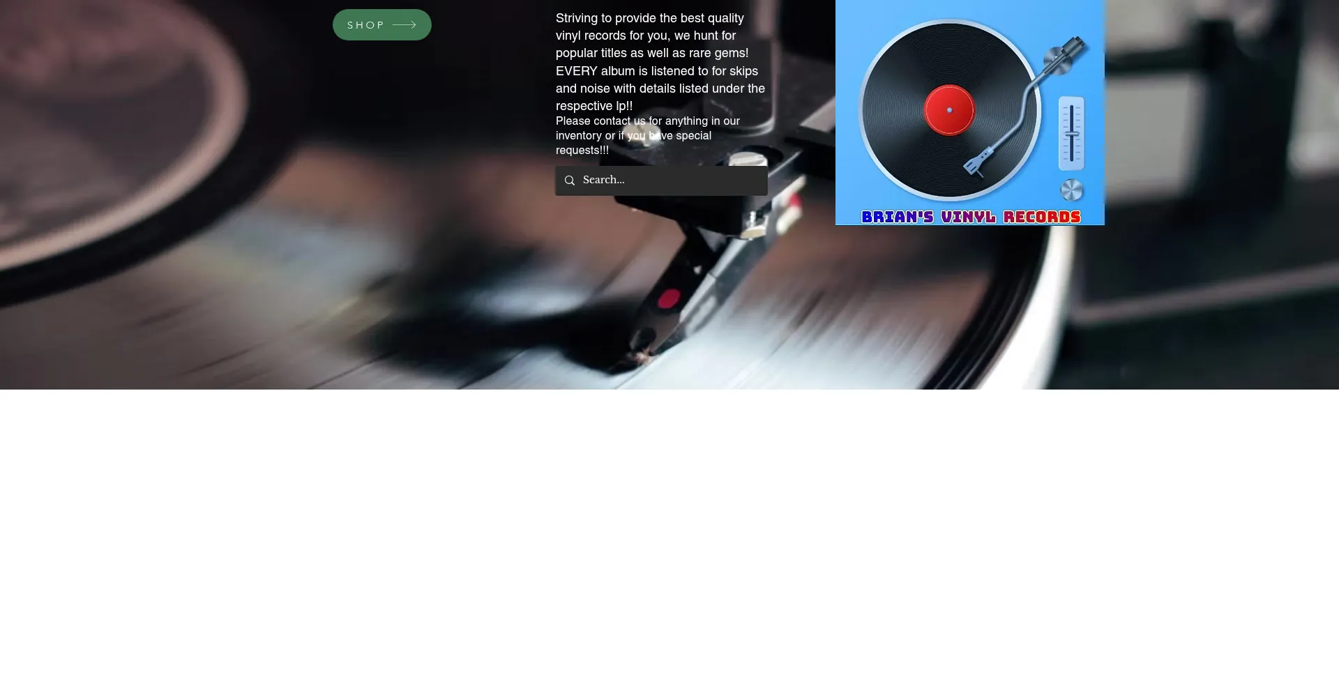 Website screenshot of Briansvinylrecords.com
