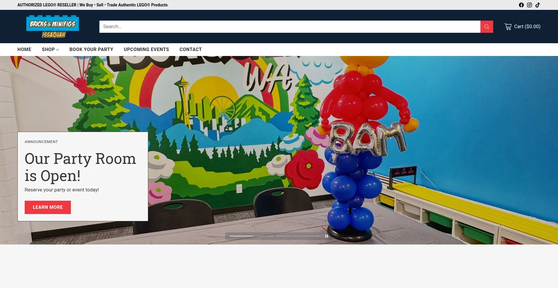 Website screenshot of Bricksandminifigsissaquah.com