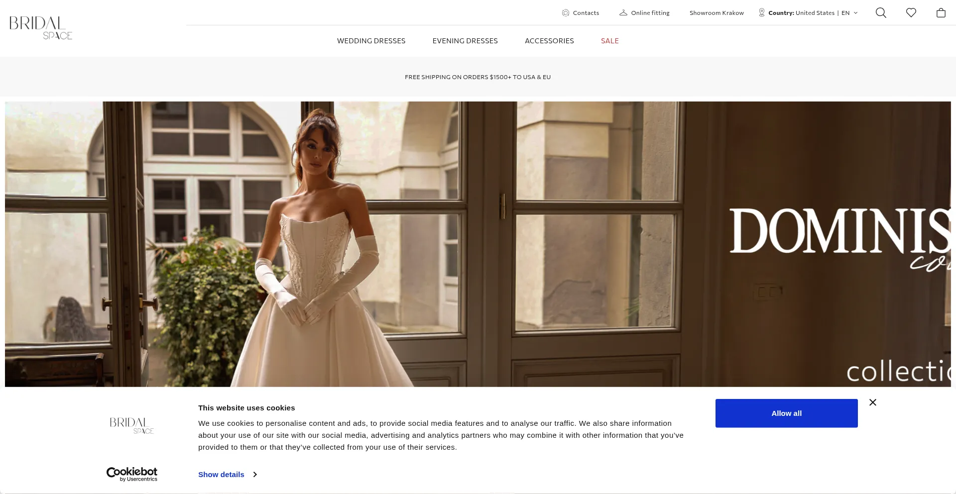 Website screenshot of Bridal-space.com