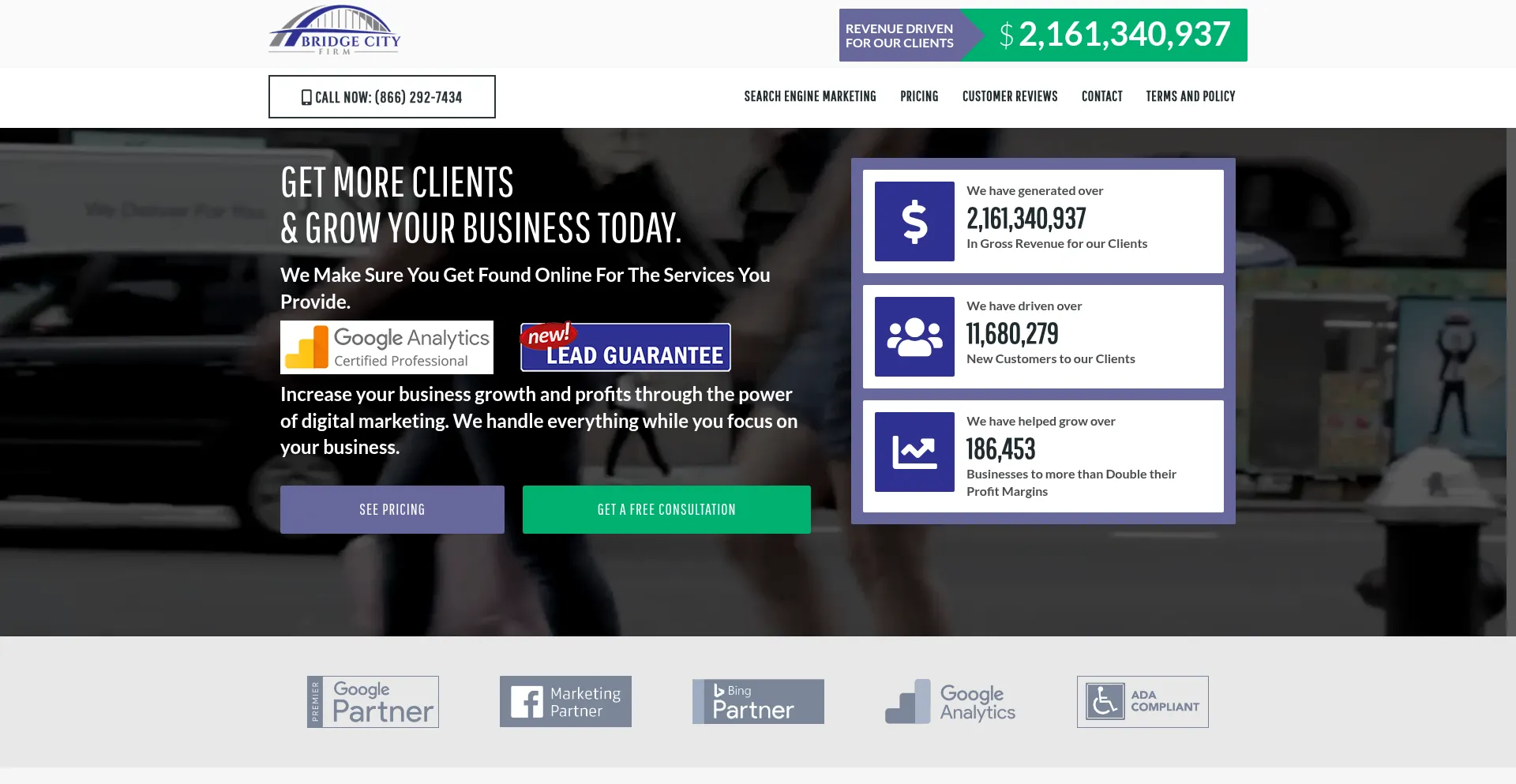 Website screenshot of Bridgecityfirm.com