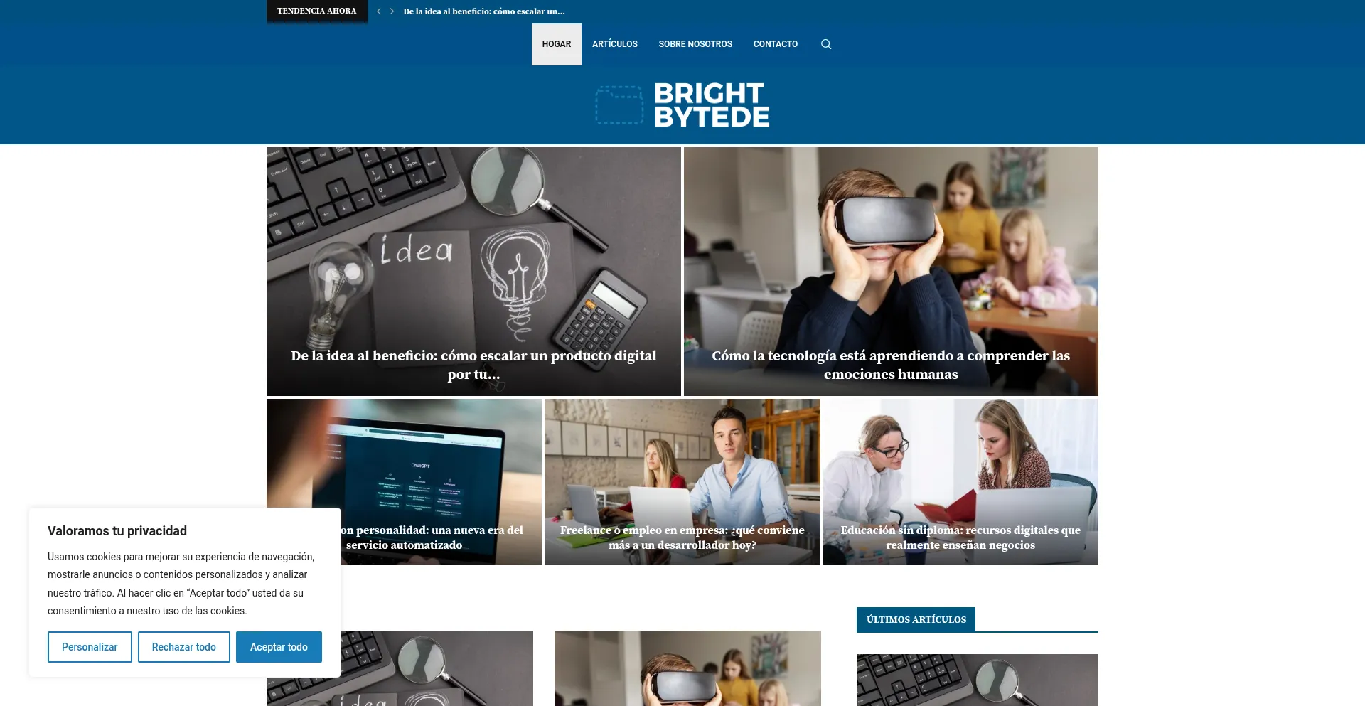 Website screenshot of Brightbytede.com