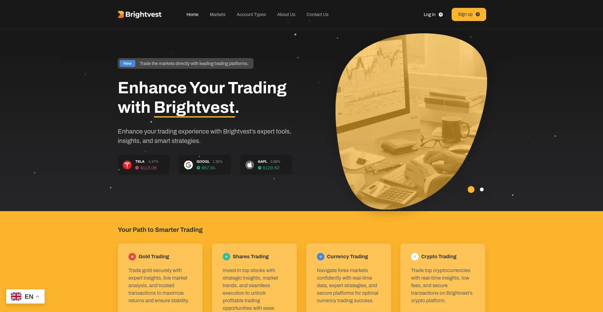 Website screenshot of Brightvest.me