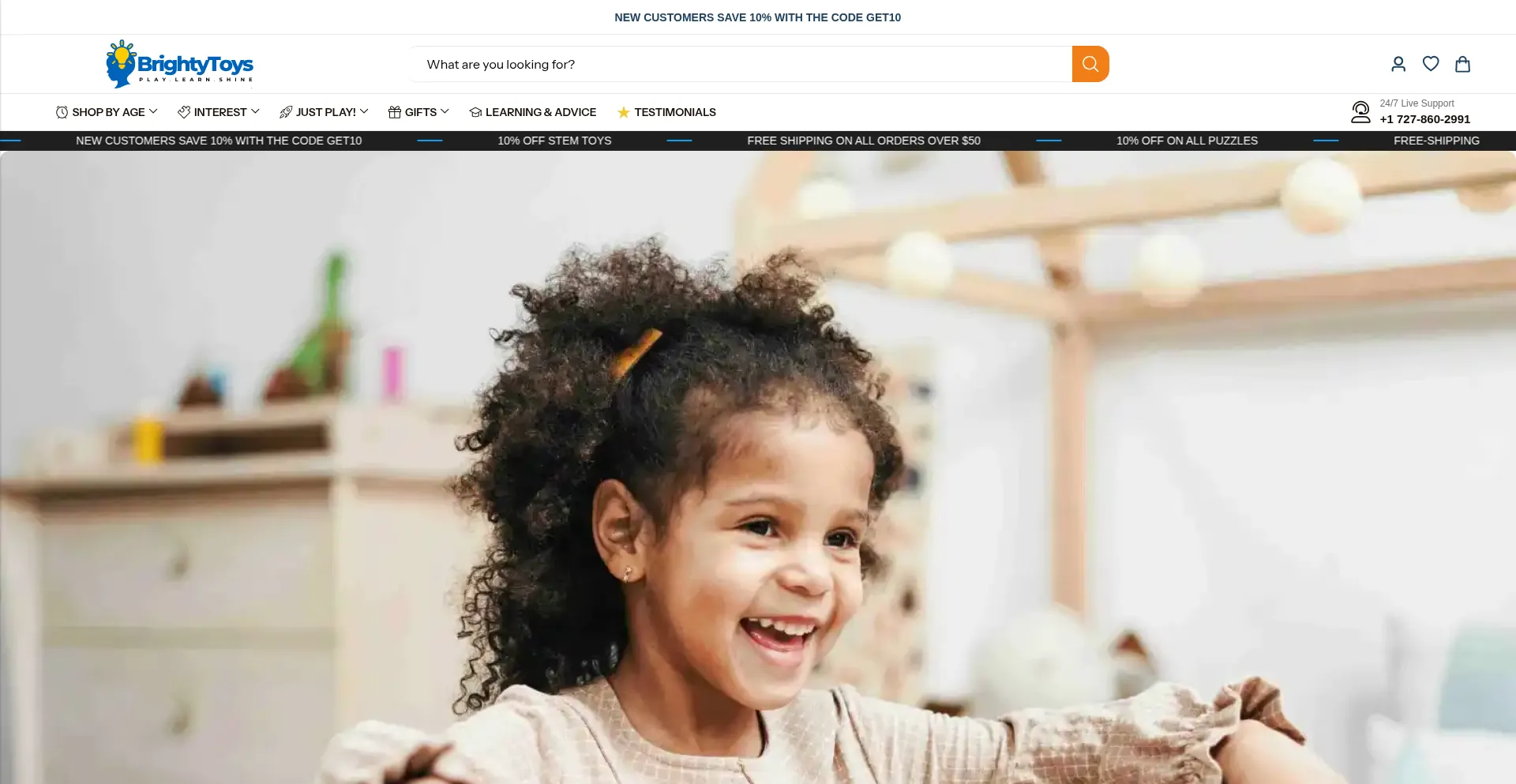 Website screenshot of Brightytoys.com