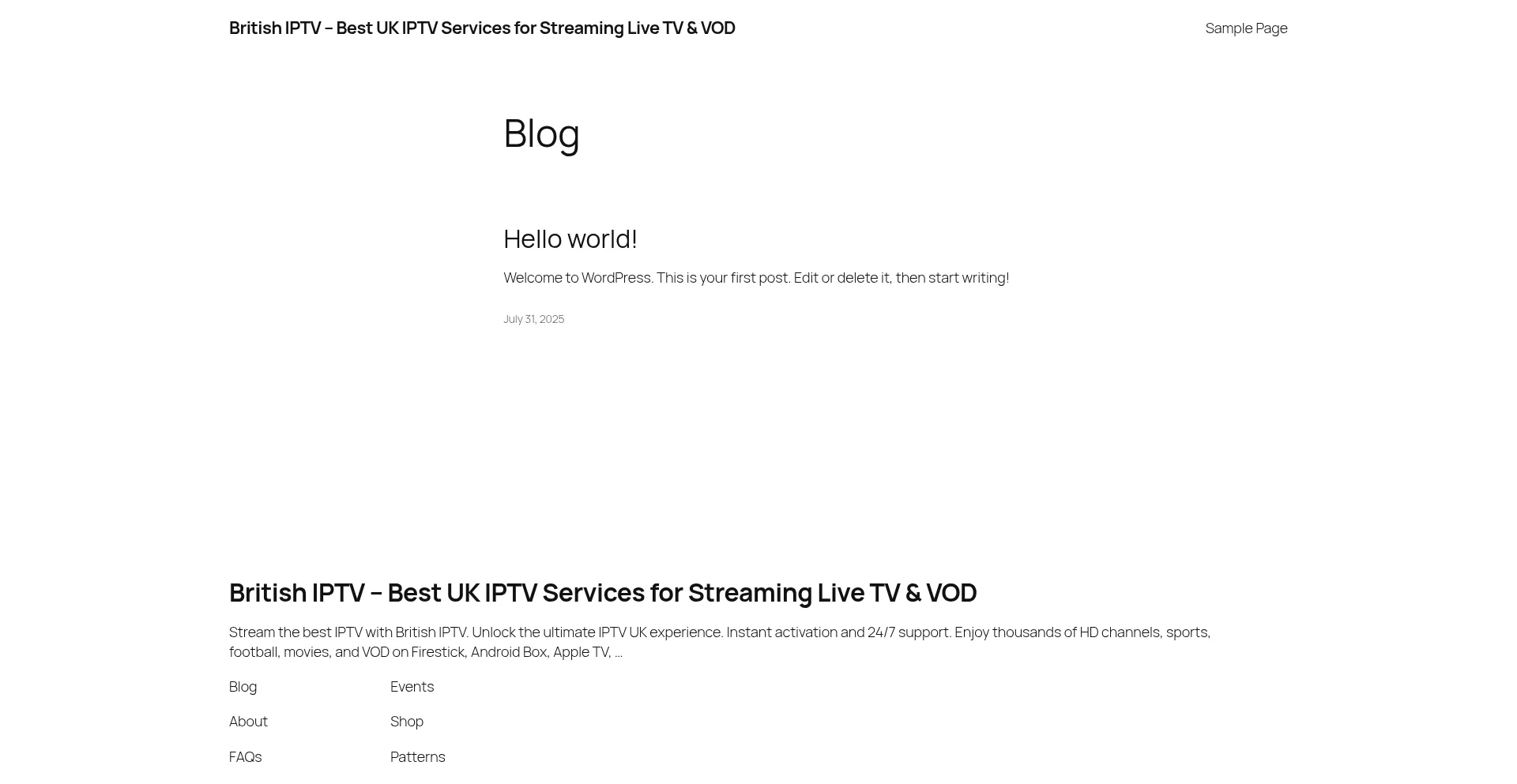 Website screenshot of British-iptv.site
