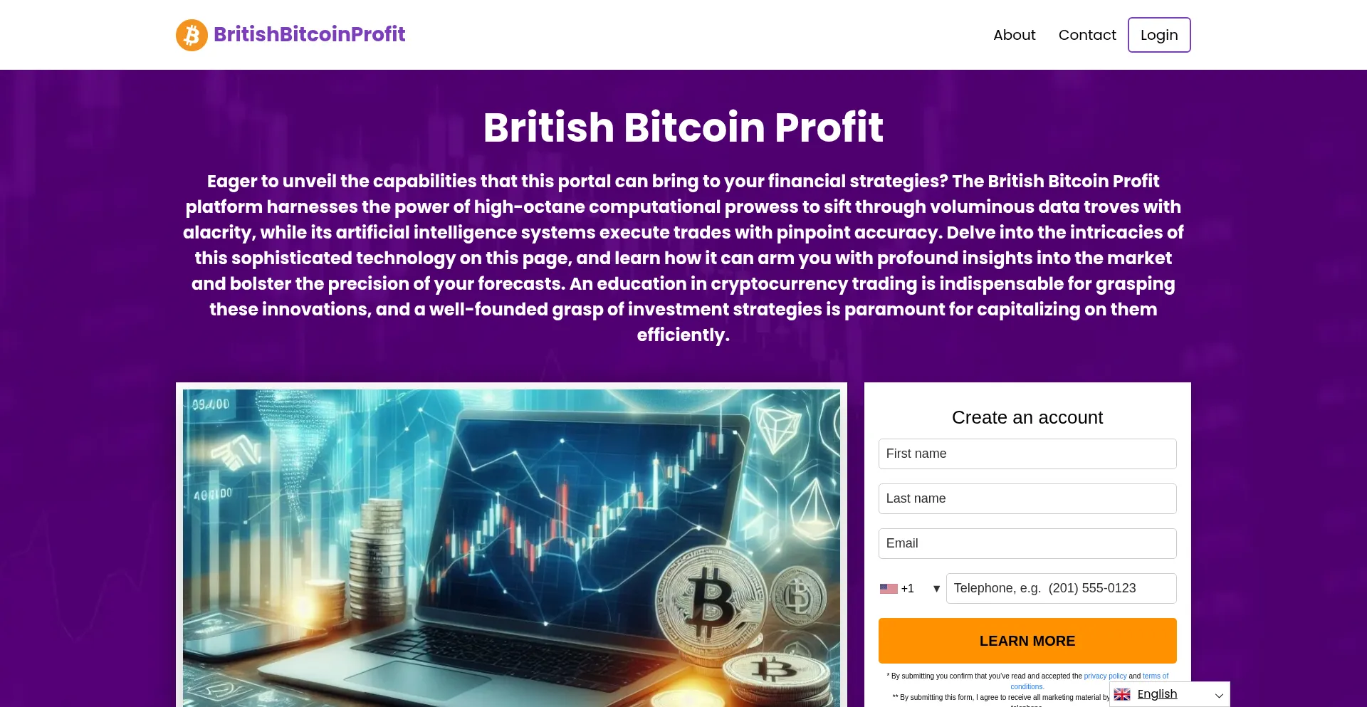 Website screenshot of Britishbitcoinprofit.org
