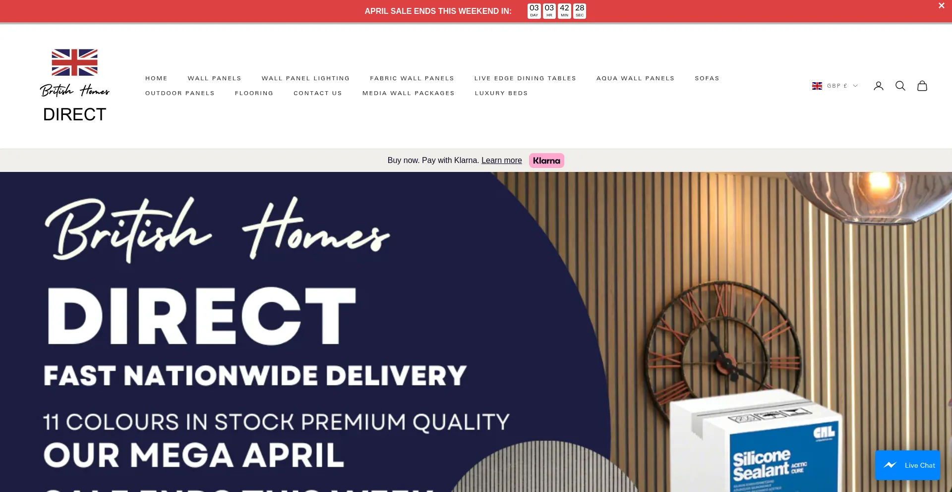 Website screenshot of Britishhomesdirect.co.uk