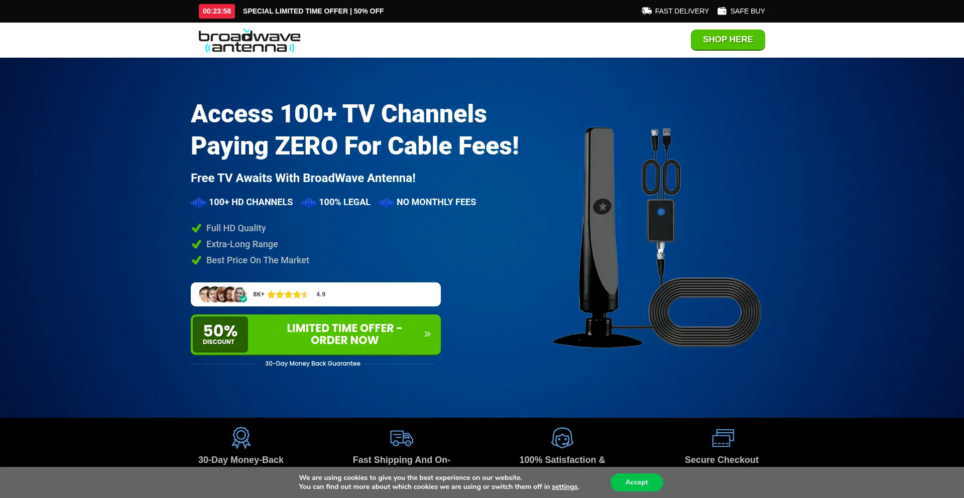 Website screenshot of Broadwaveantenna.com