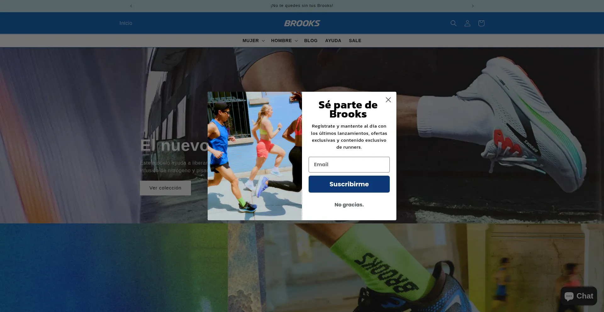 Website screenshot of Brooksrunning.com.mx