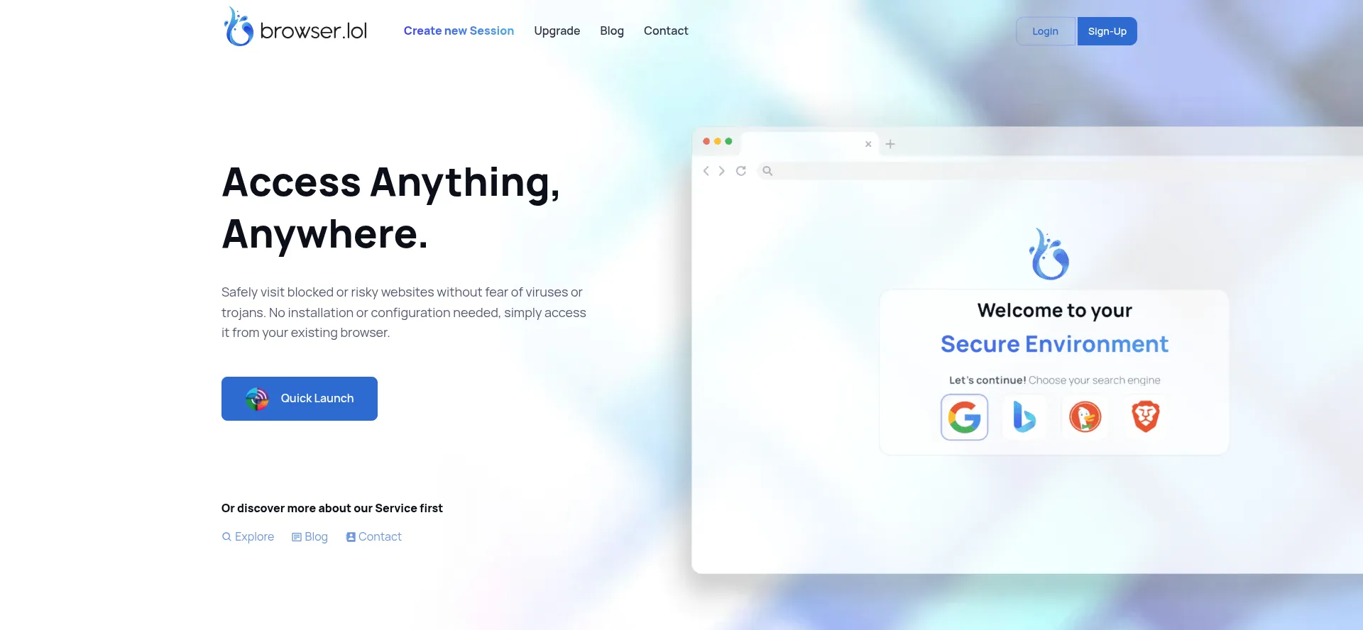 Website screenshot of Browser.lol
