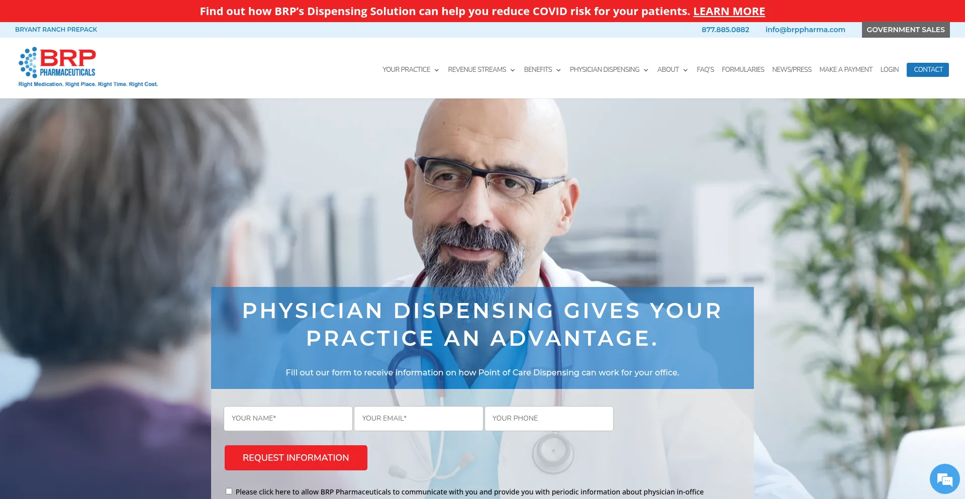 Website screenshot of Brppharma.com