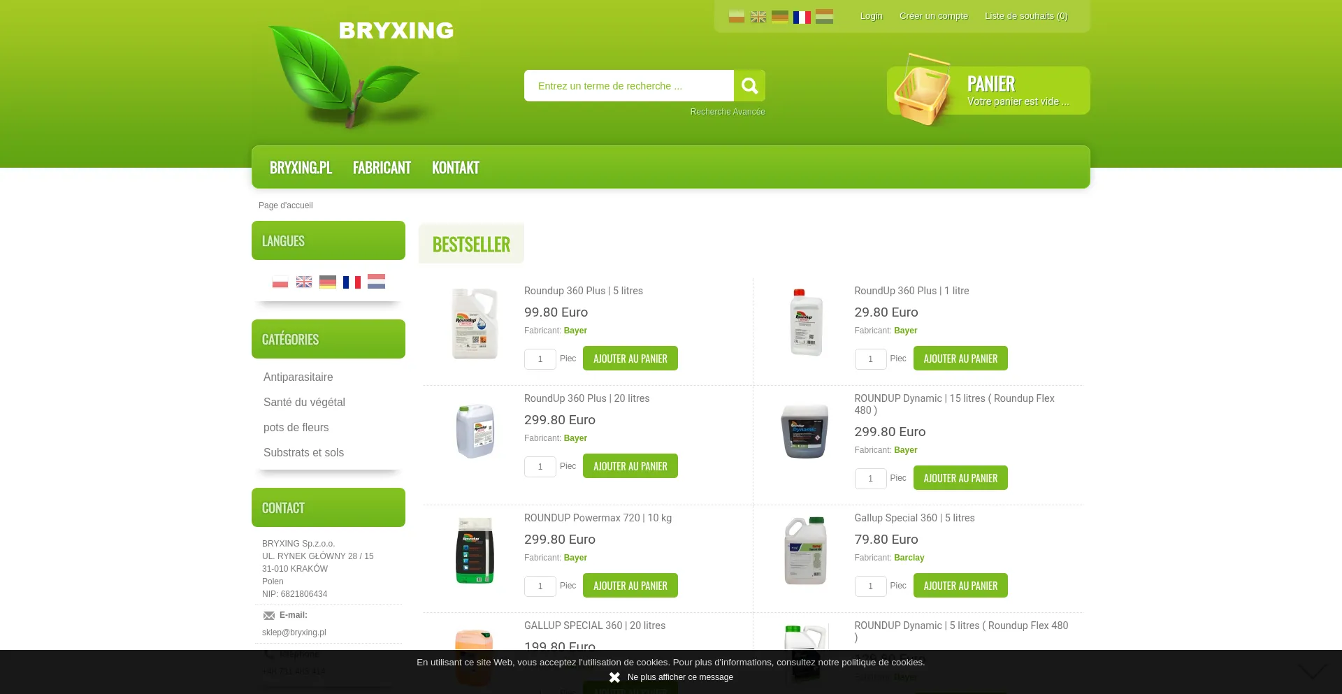Website screenshot of Bryxing.pl