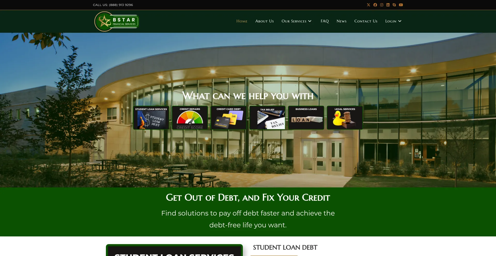 Website screenshot of Bstarfinancialservice.com