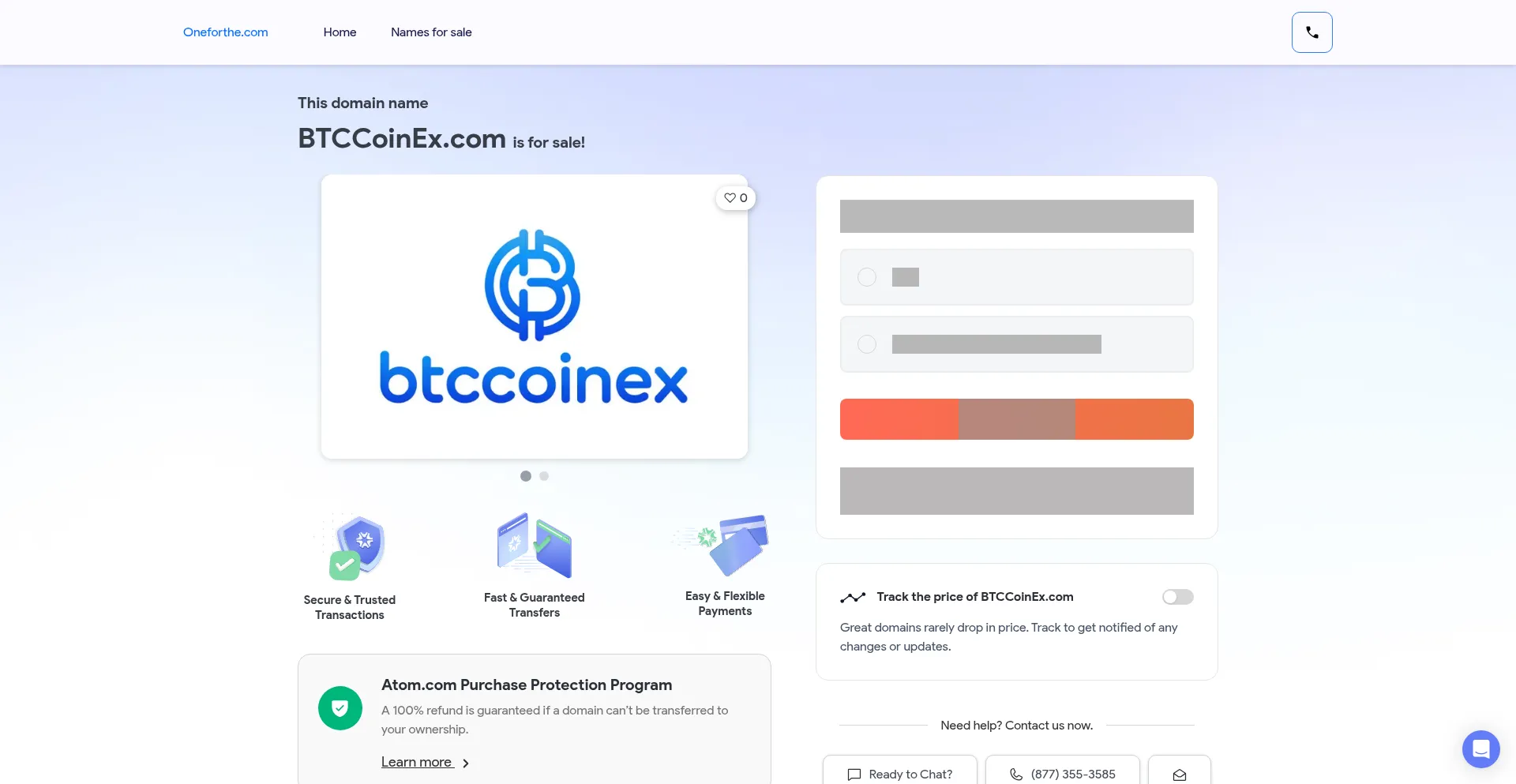 Website screenshot of Btccoinex.com