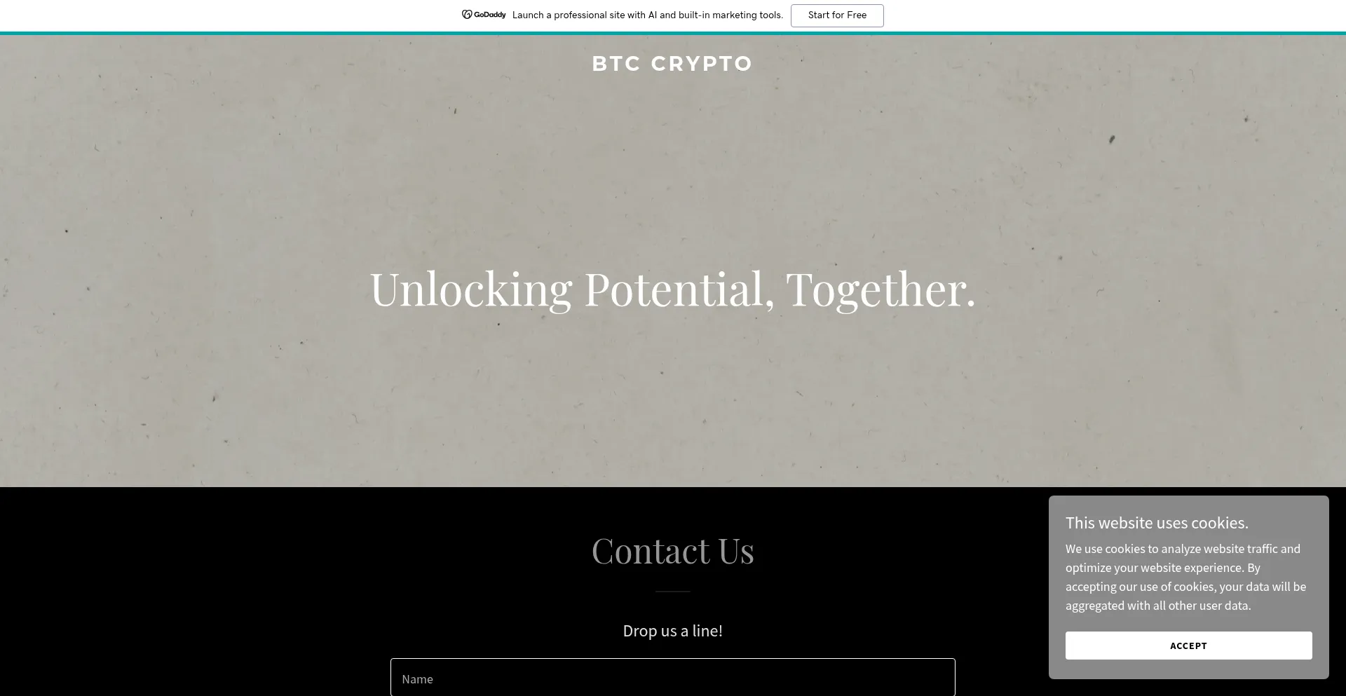 Website screenshot of Btccrypto.biz