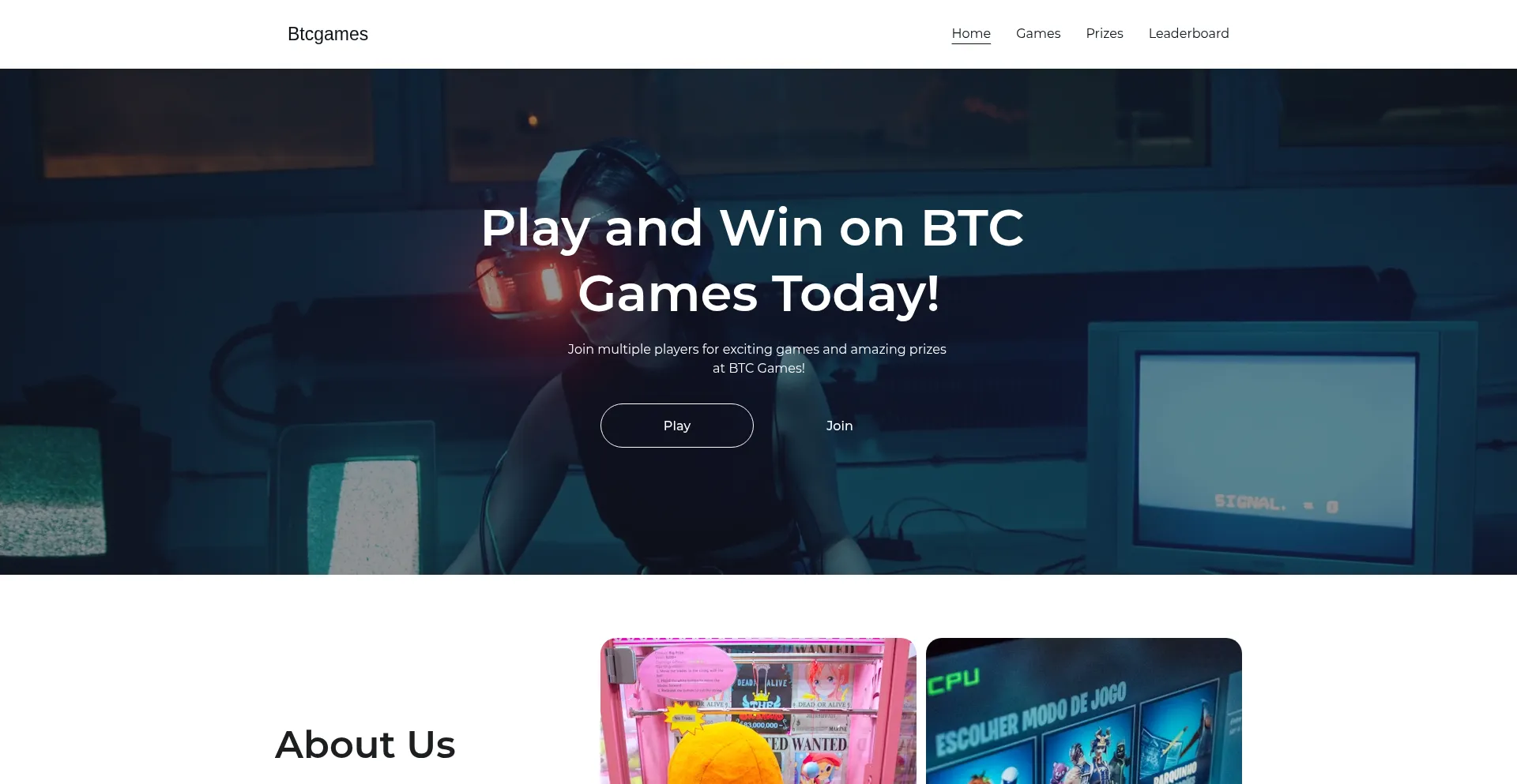 Website screenshot of Btcgames.online