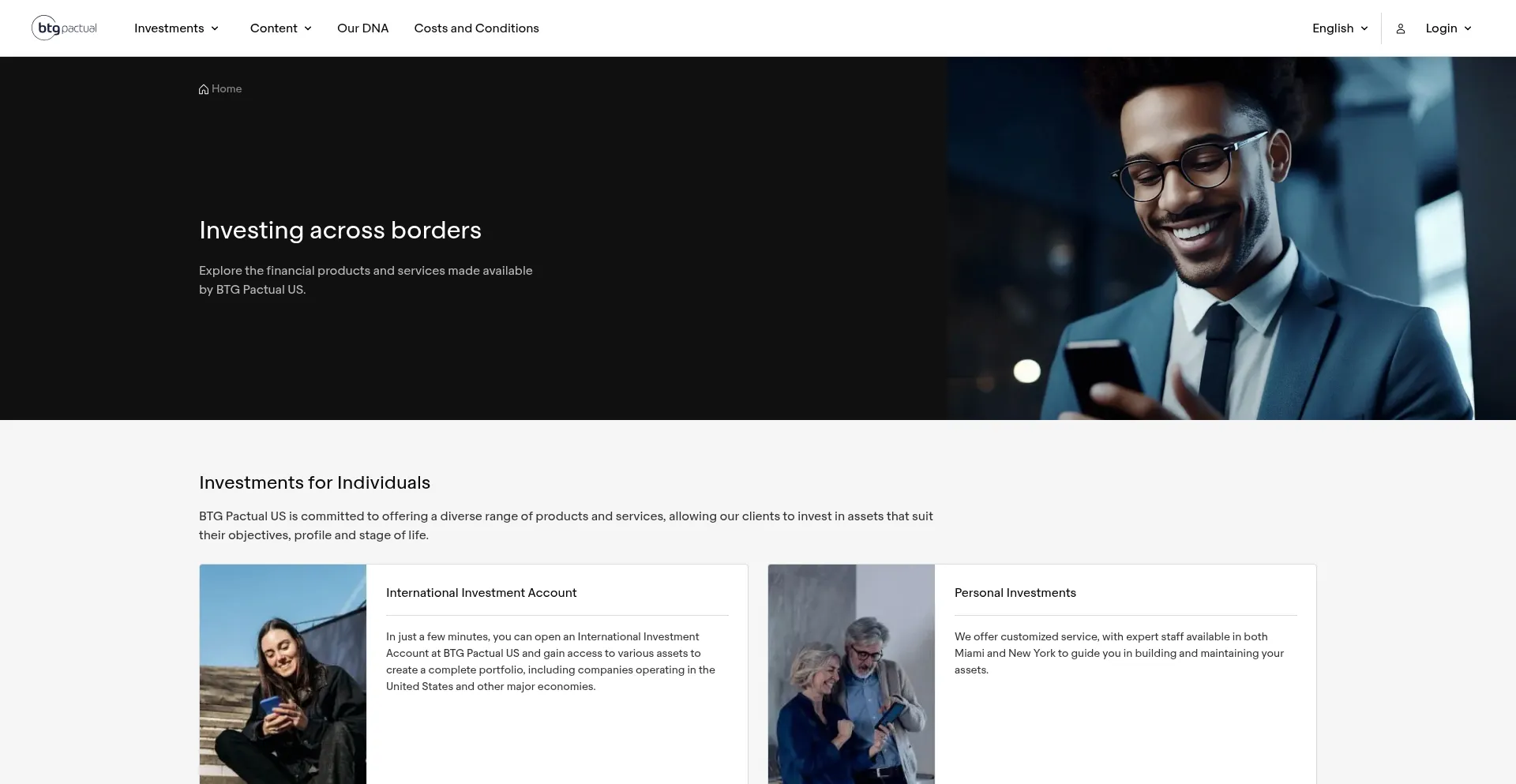Website screenshot of Btgpactual.us