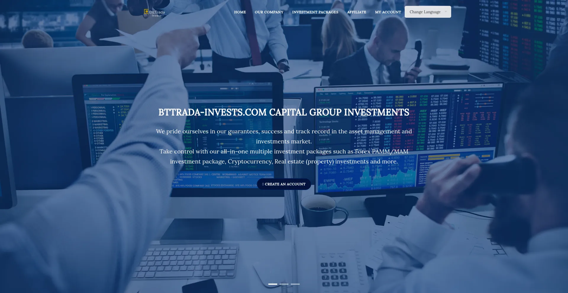 Website screenshot of Bttrada-invests.com