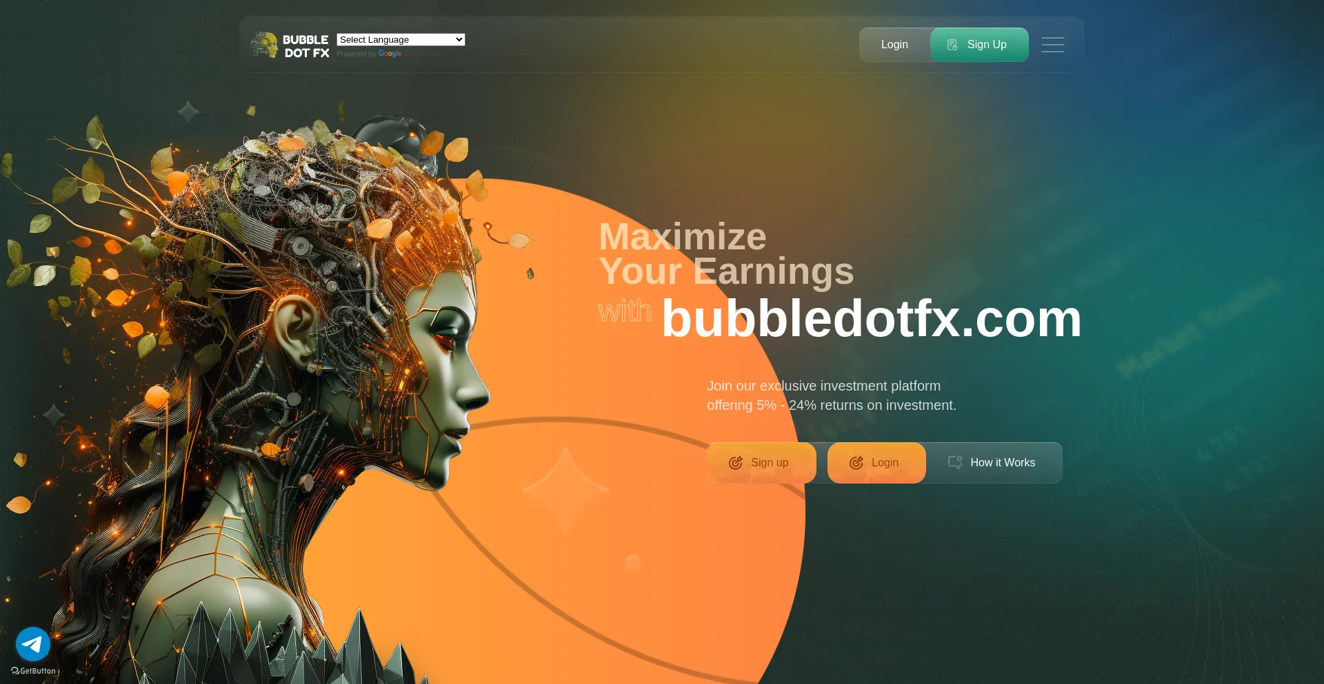 Website screenshot of Bubbledotfx.com