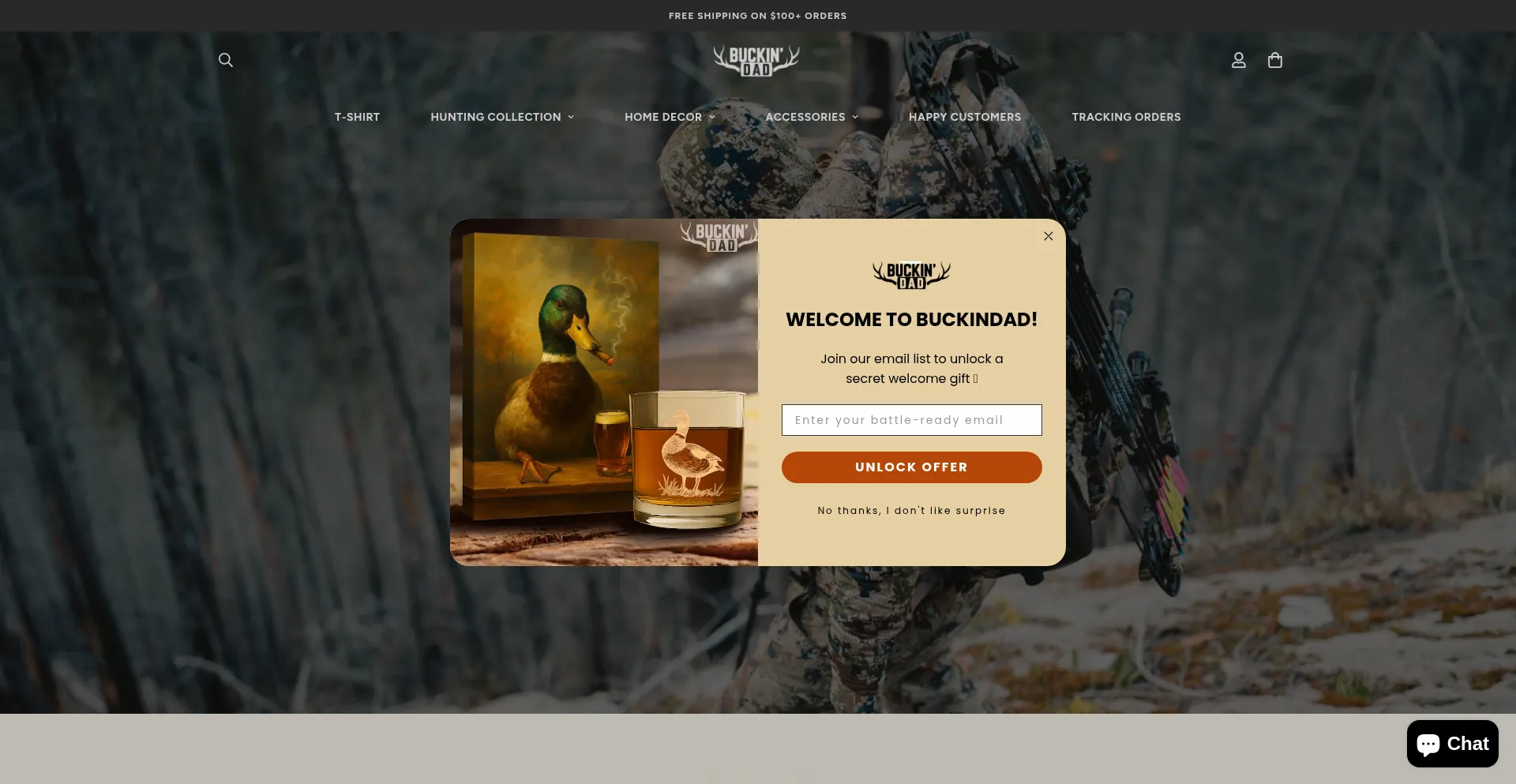Website screenshot of Buckindad.com