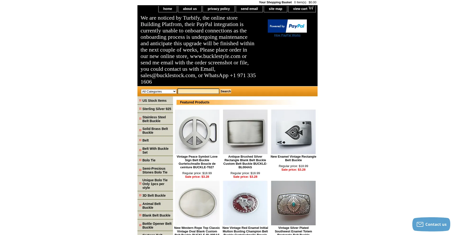 Website screenshot of Bucklestock.com