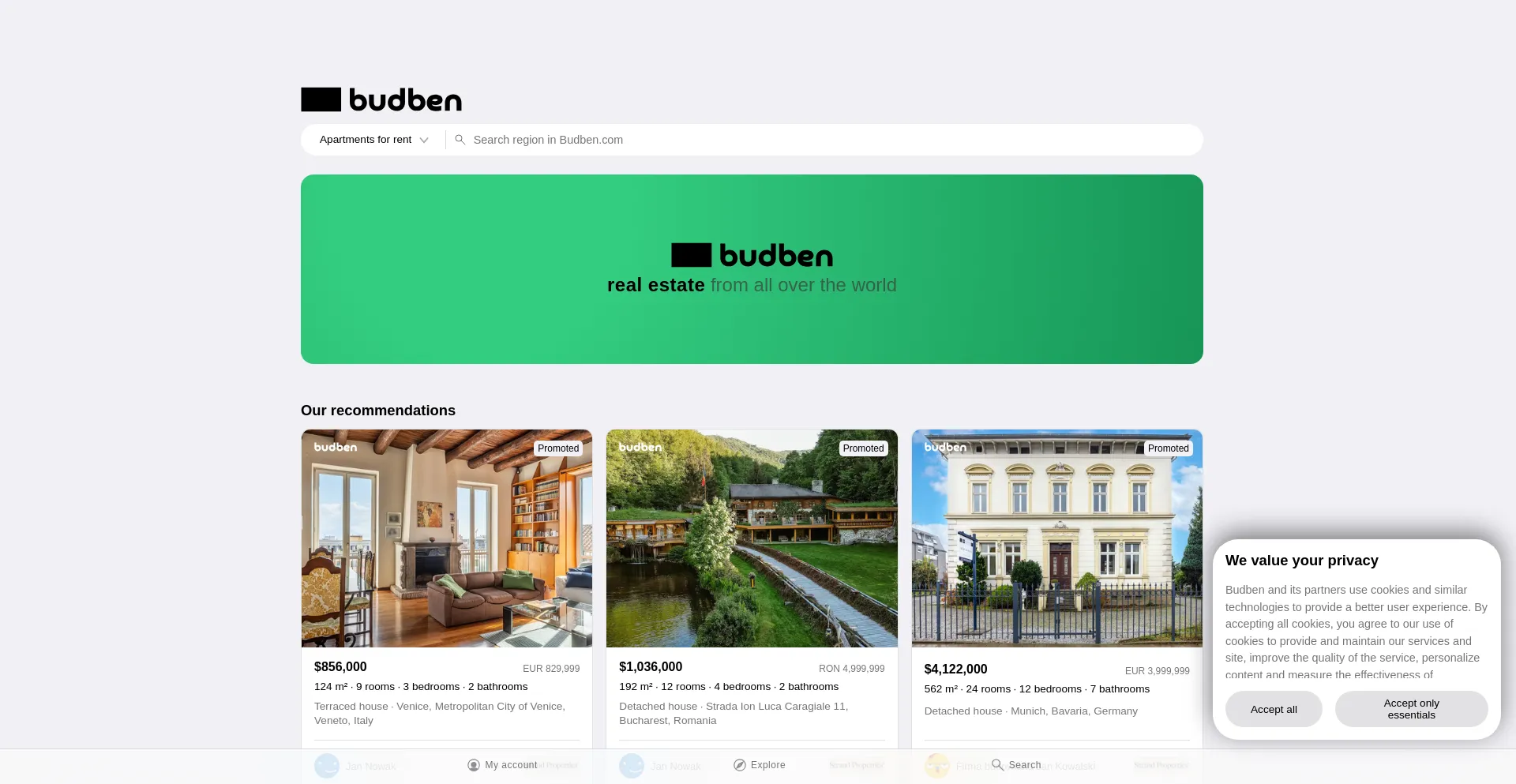 Website screenshot of Budben.com