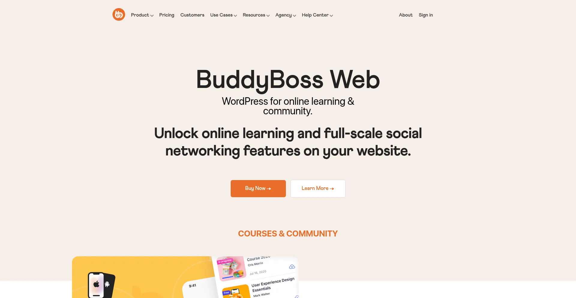 Website screenshot of Buddyboss.com