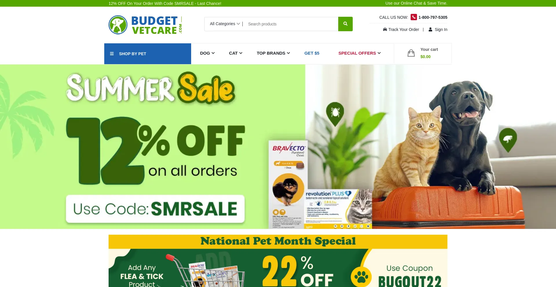 Website screenshot of Budgetvetcare.com