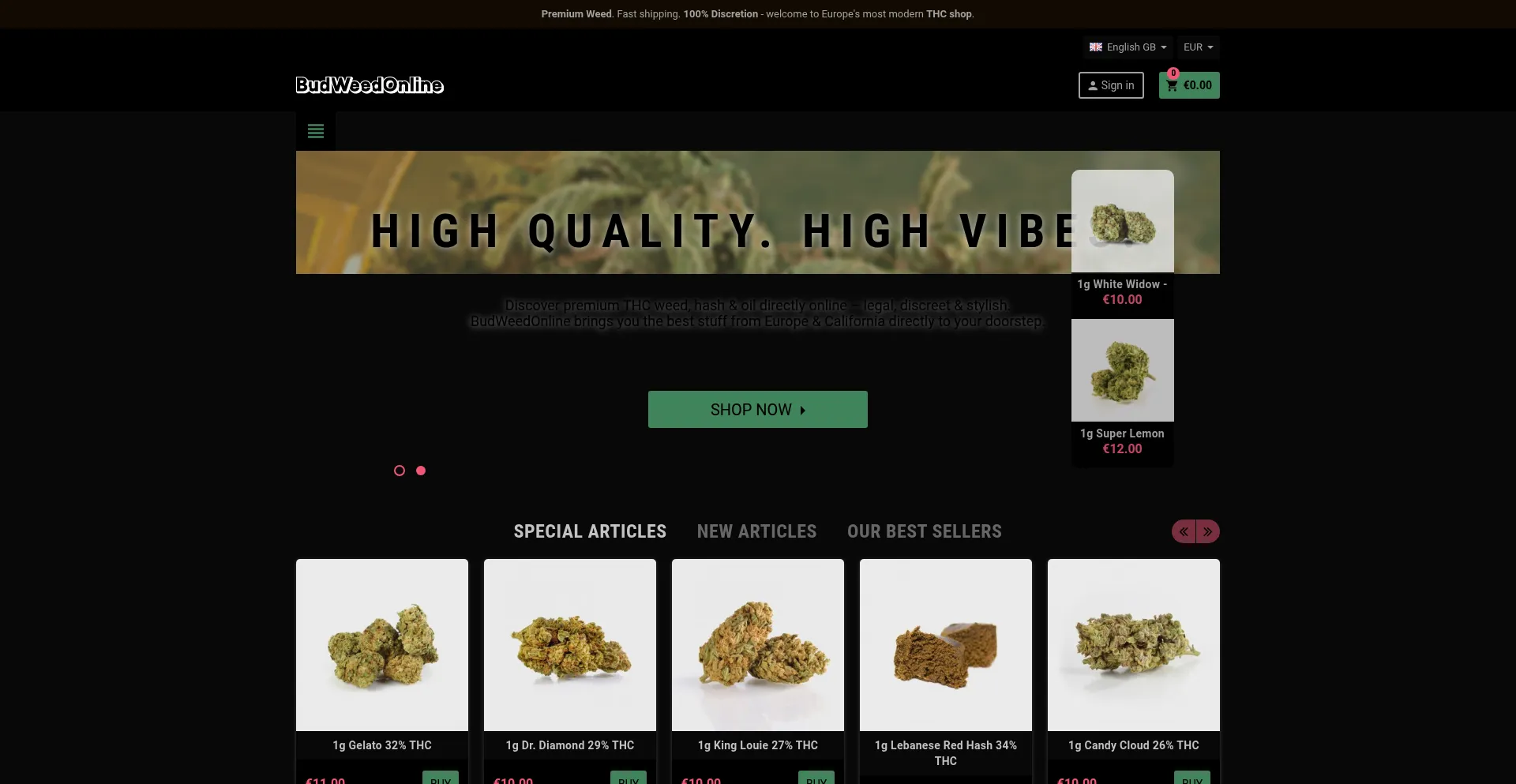 Website screenshot of Budweedonline.com