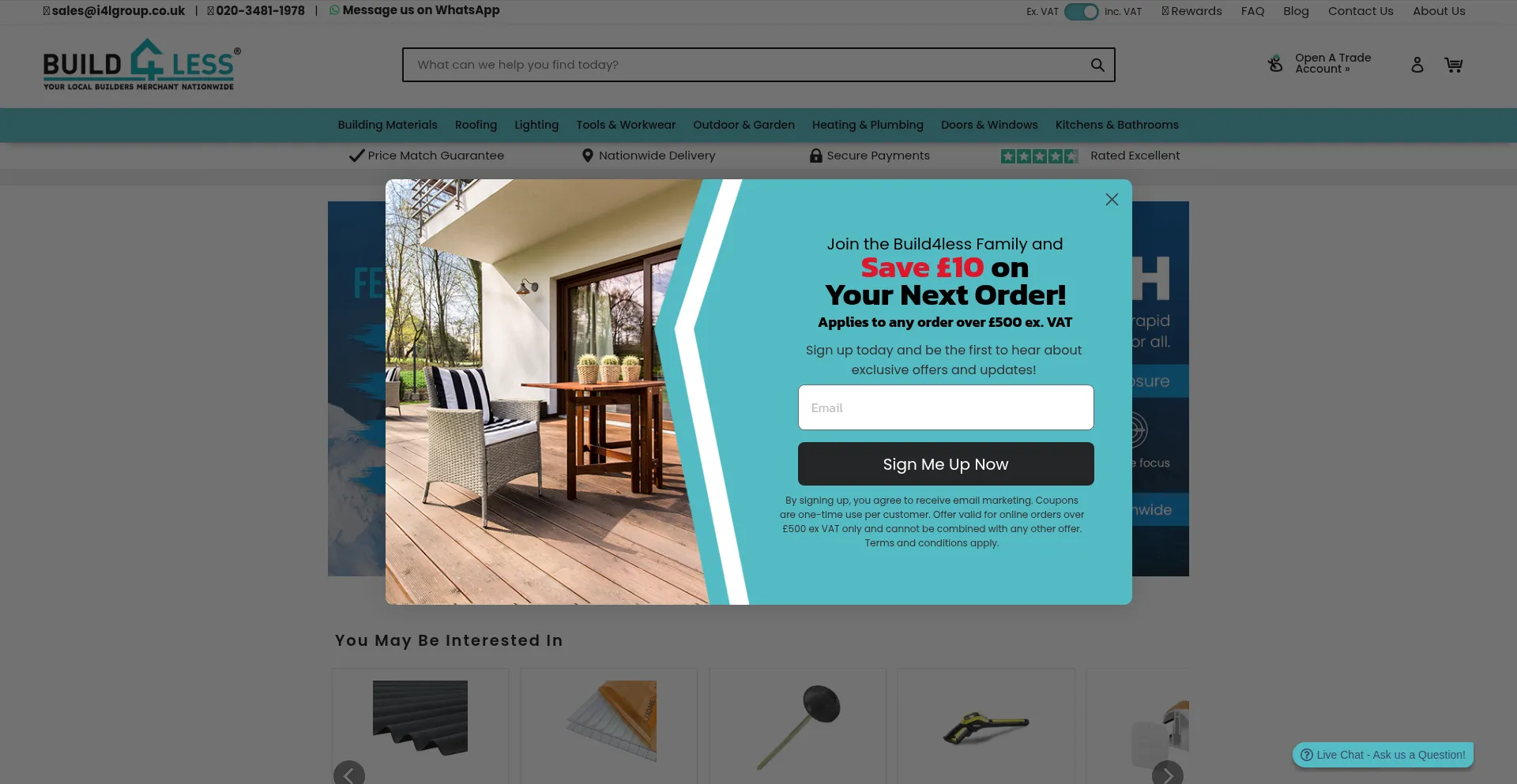 Website screenshot of Build4less.co.uk