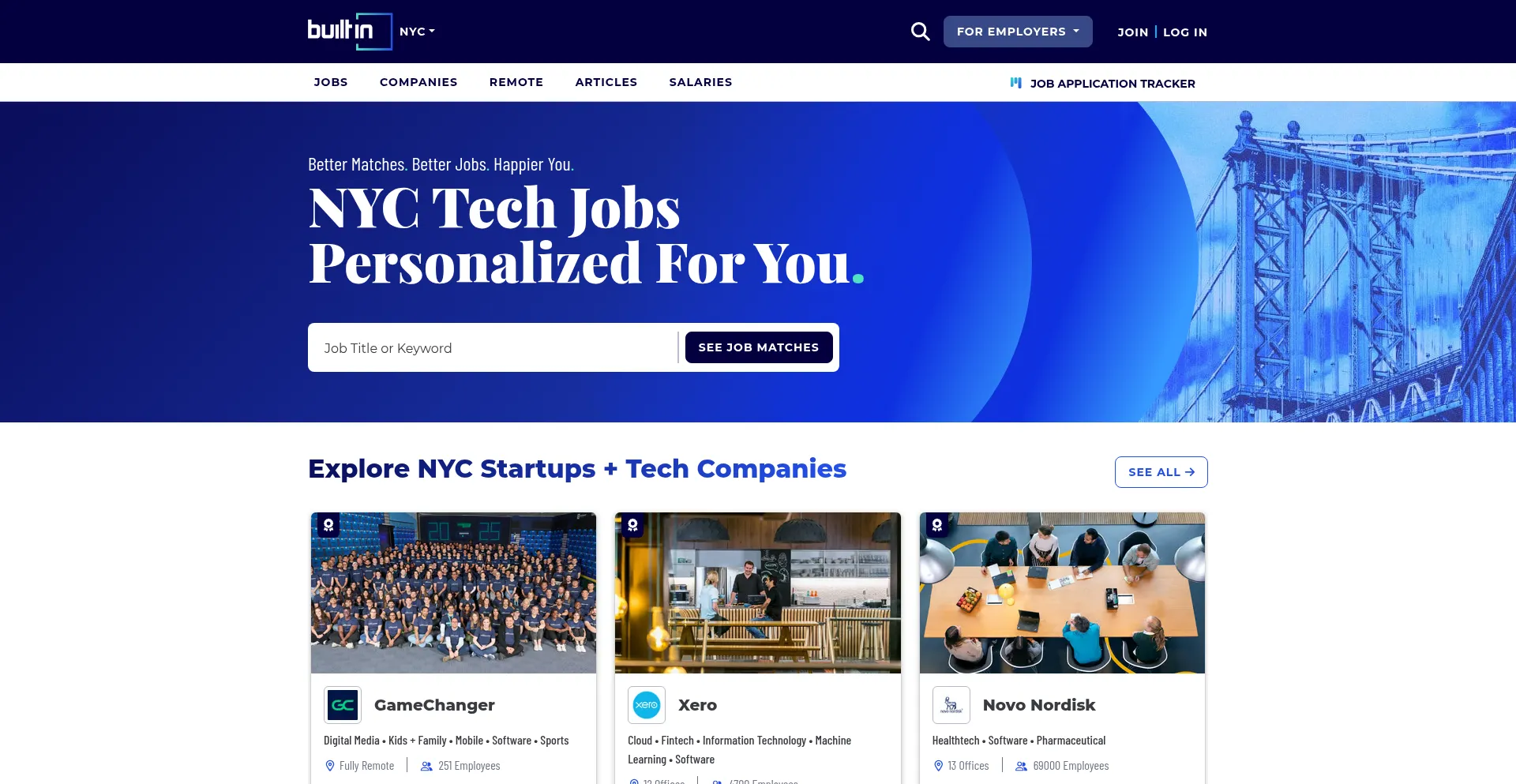 Website screenshot of Builtinnyc.com