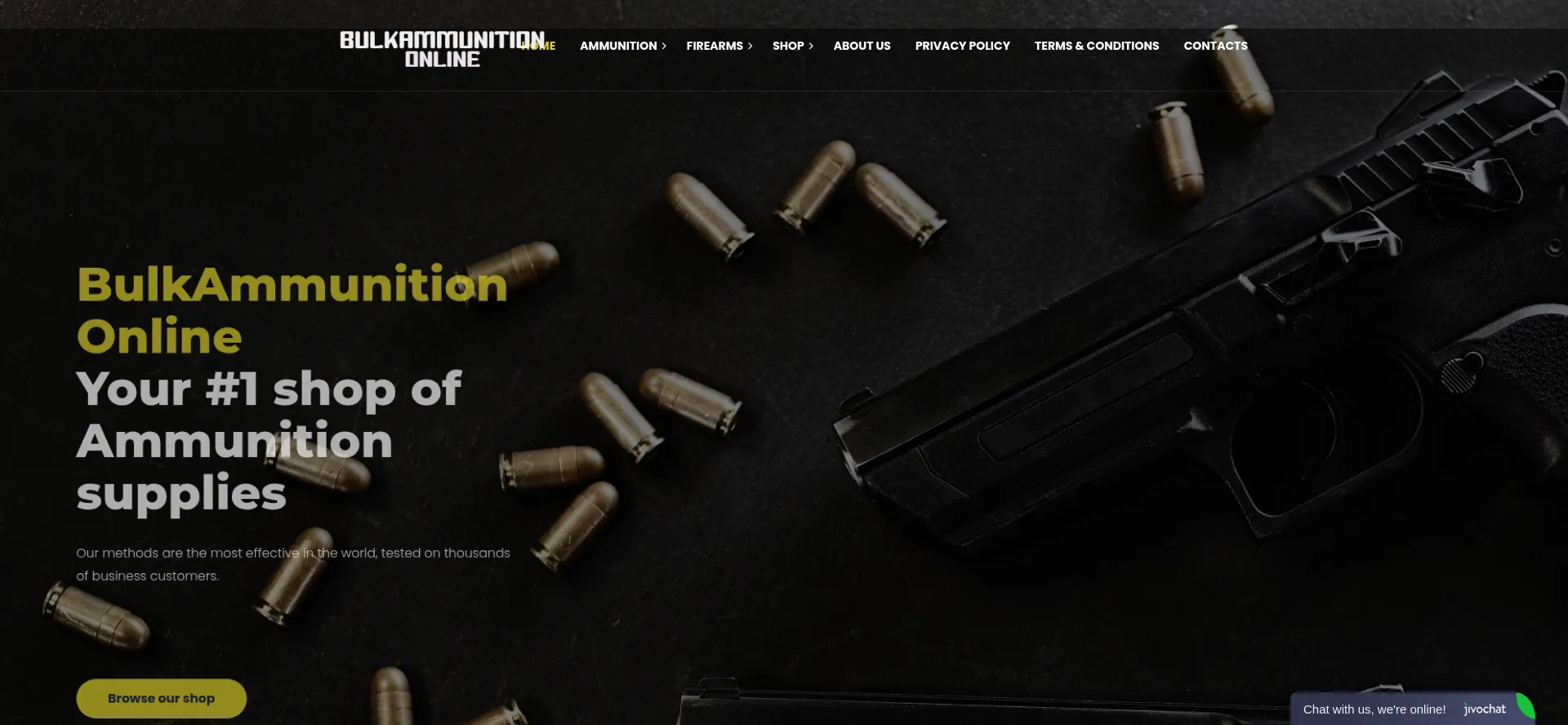 Website screenshot of Bulkammunitiononline.com