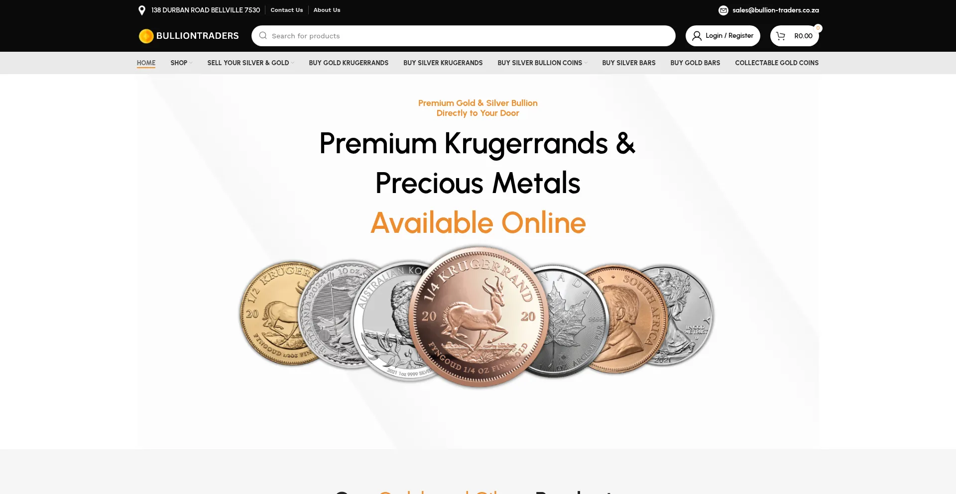 Website screenshot of Bullion-traders.co.za