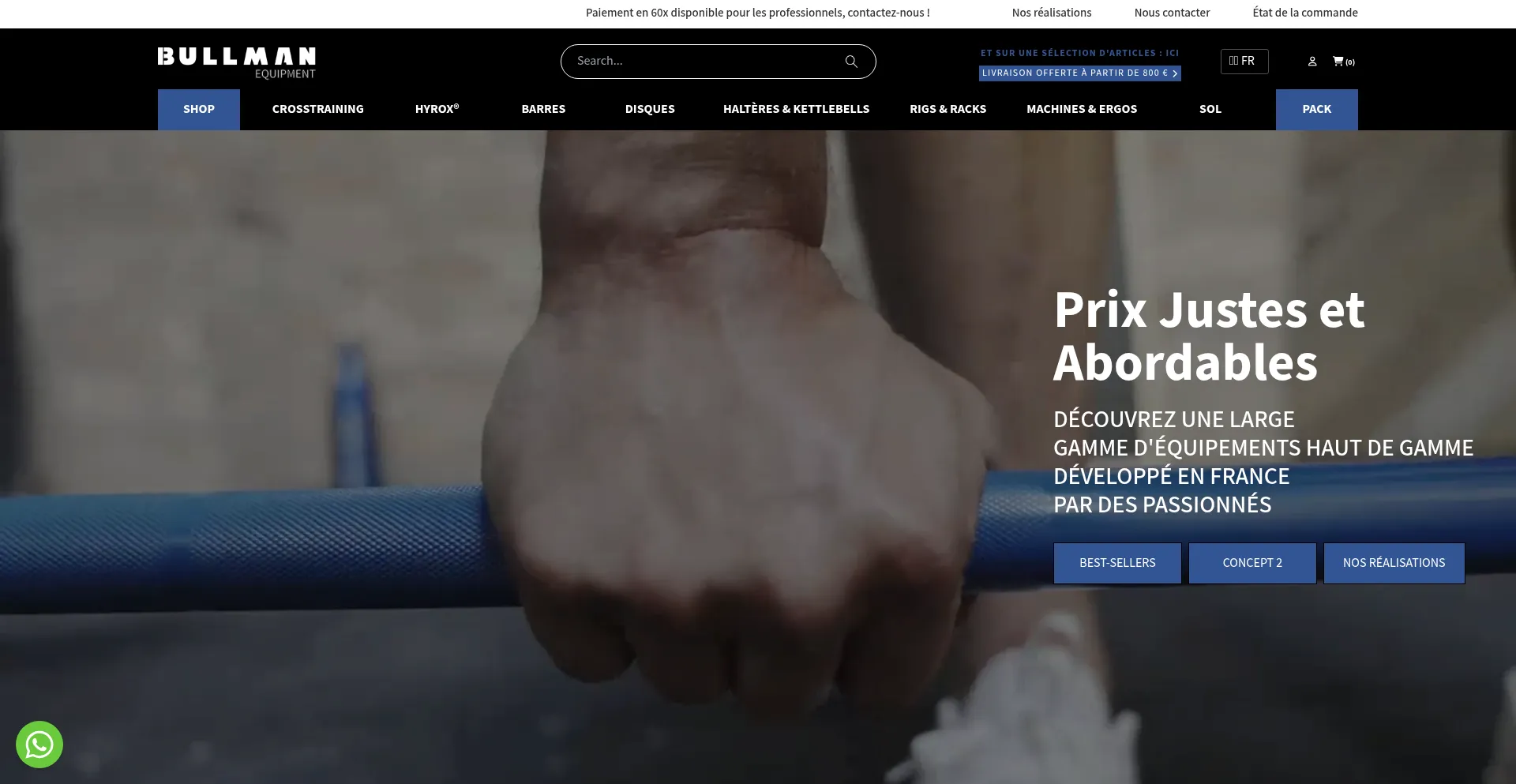 Website screenshot of Bullmanequipment.com