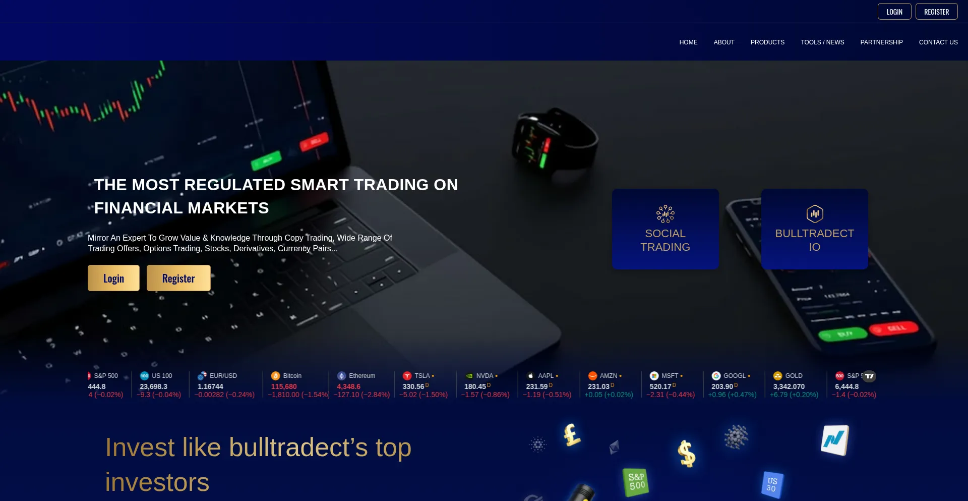 Website screenshot of Bulltradect.com