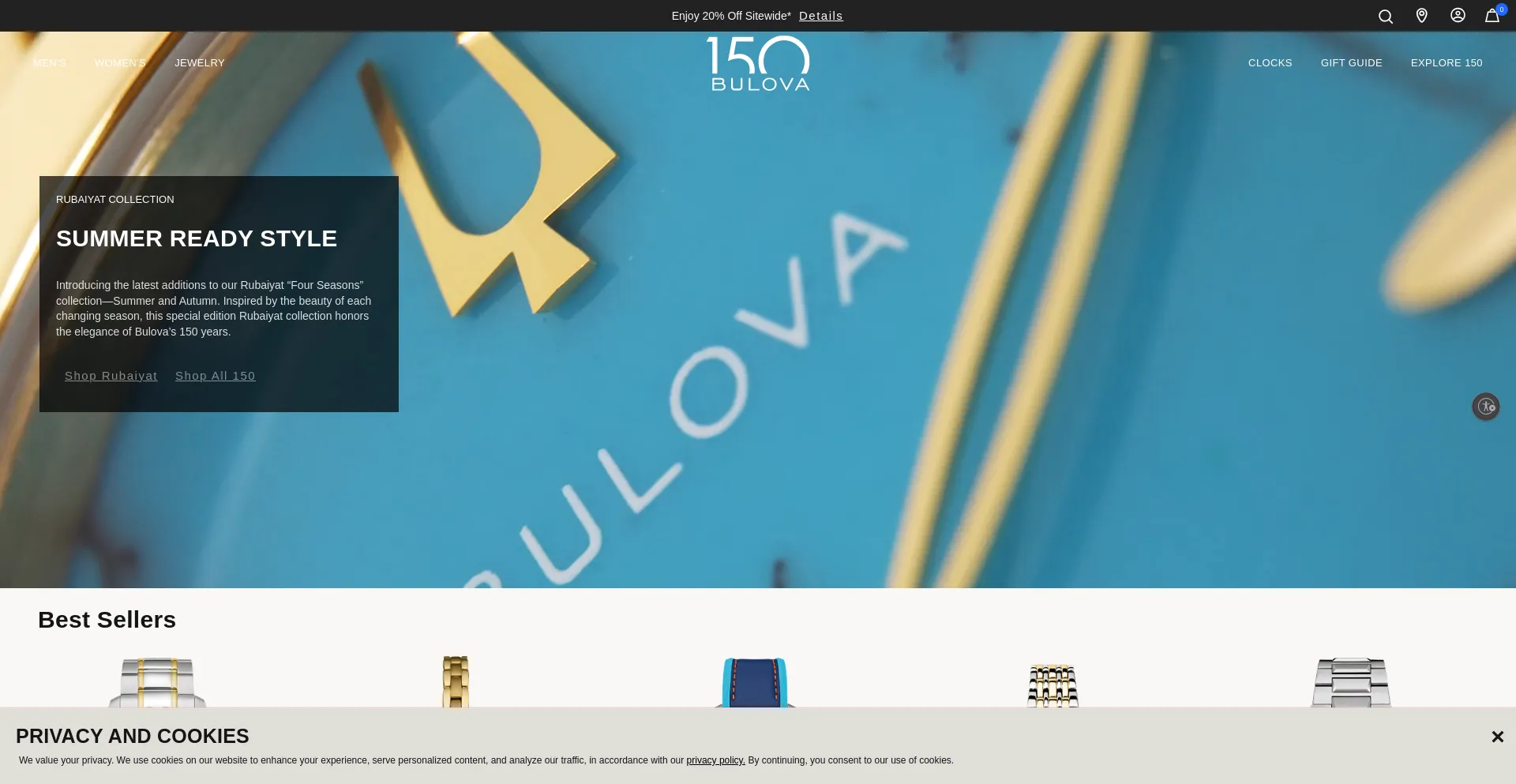 Website screenshot of Bulova.com