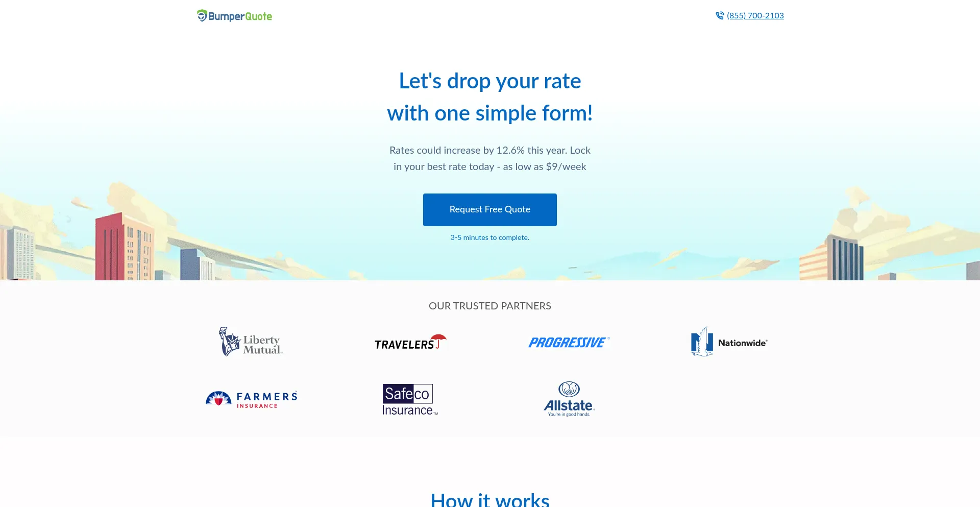 Website screenshot of Bumperquote.com