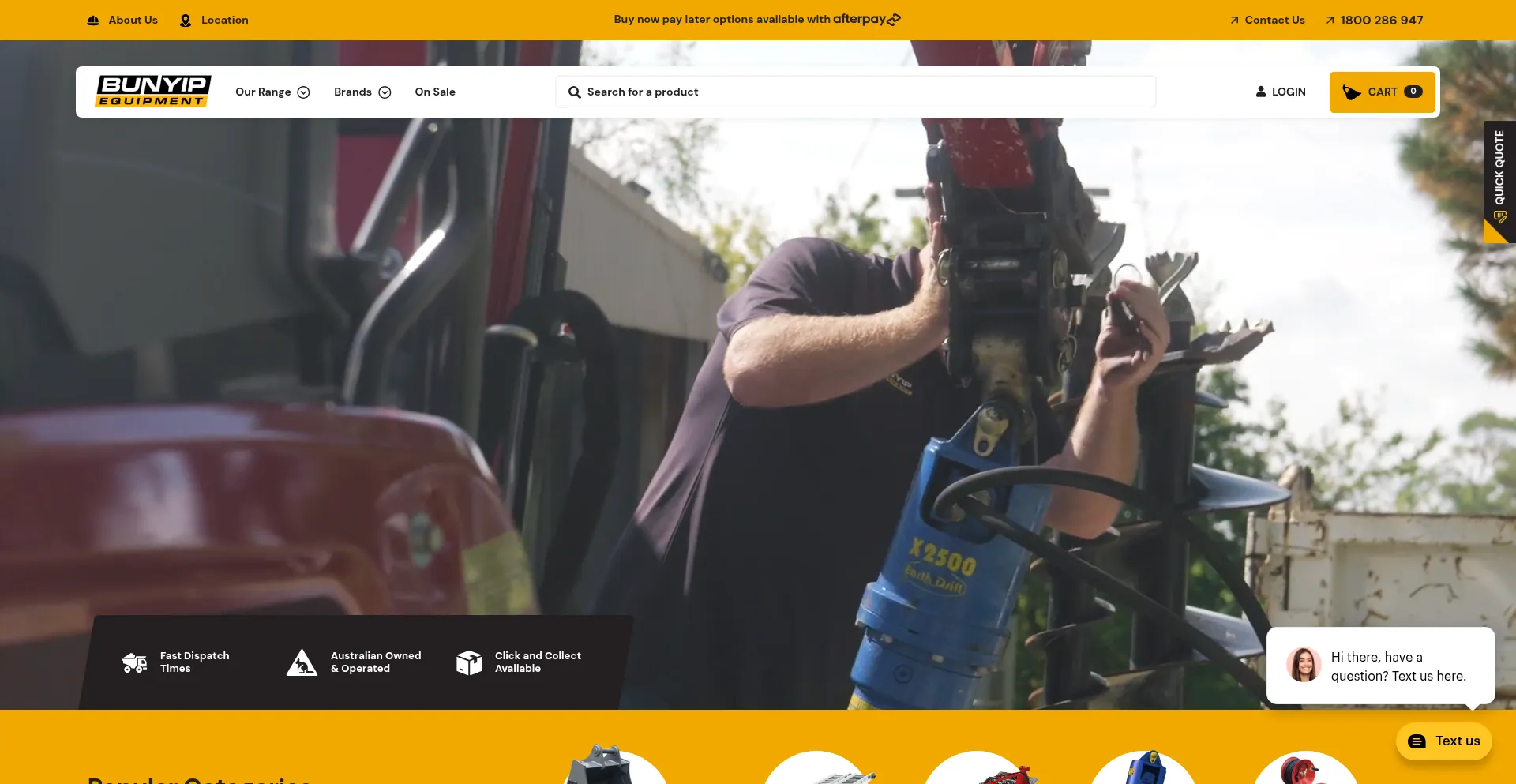 Website screenshot of Bunyipequipment.com.au