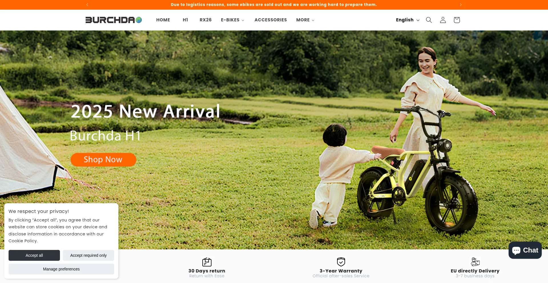 Website screenshot of Burchda-official.com