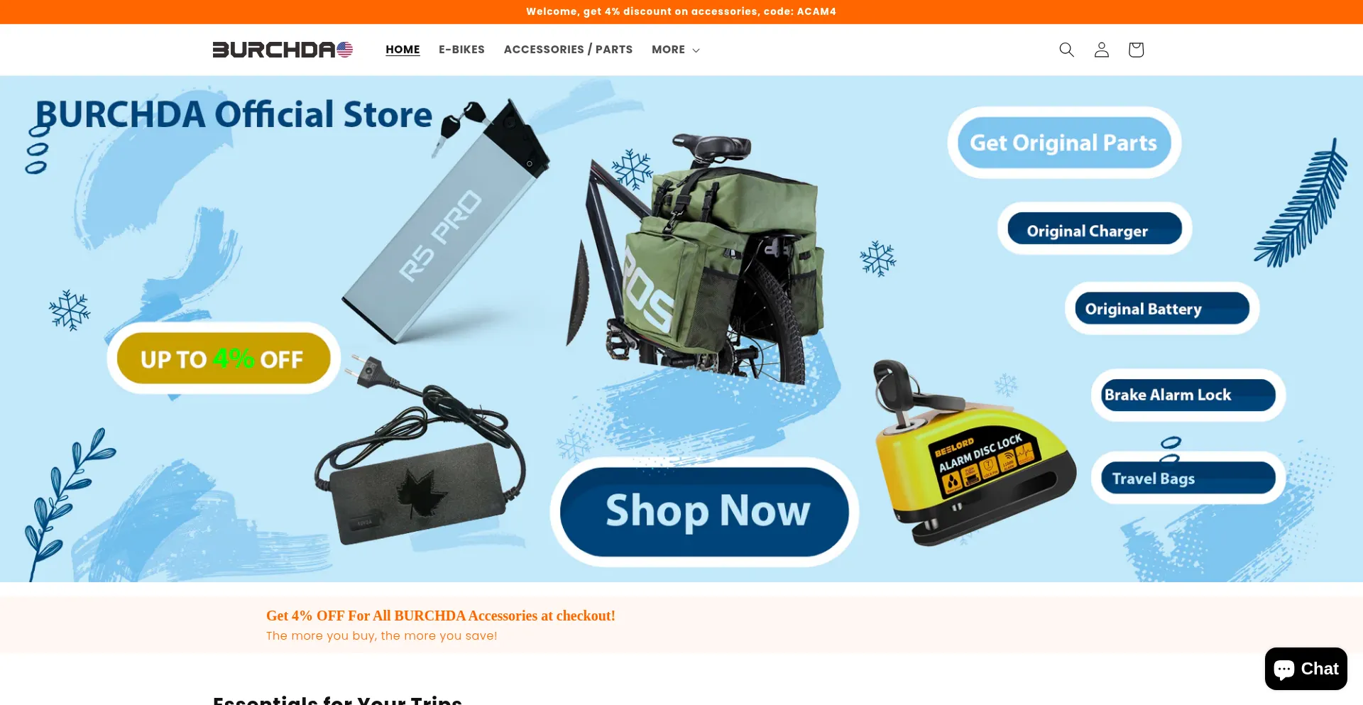 Website screenshot of Burchda-official-us.com