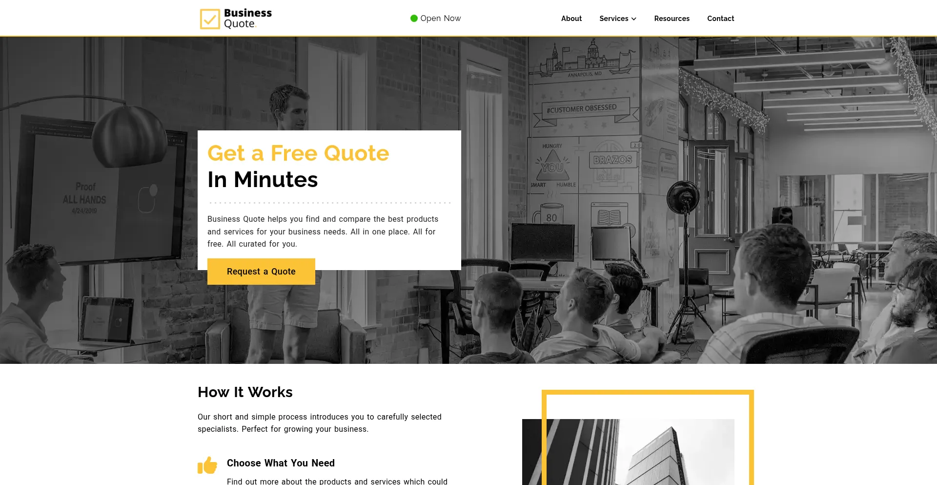 Website screenshot of Business-quote.co.uk