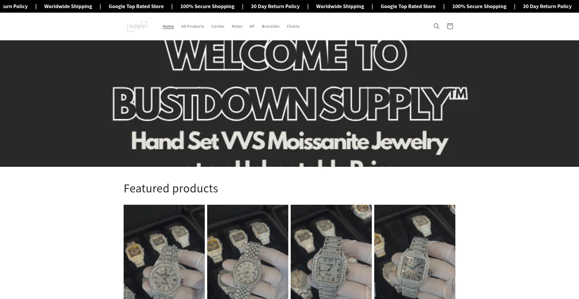 Website screenshot of Bussdowndept.store