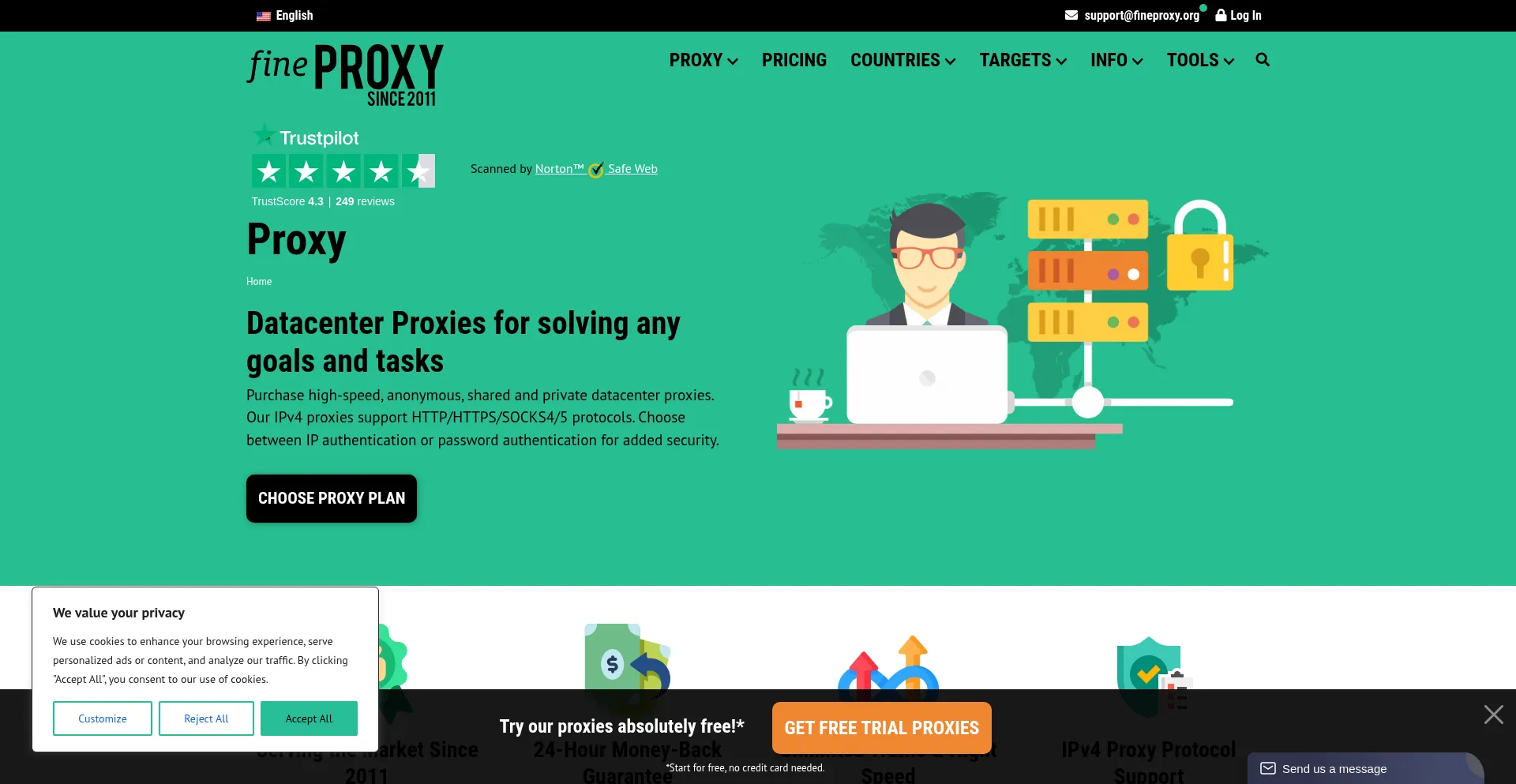 Website screenshot of Buy.fineproxy.org
