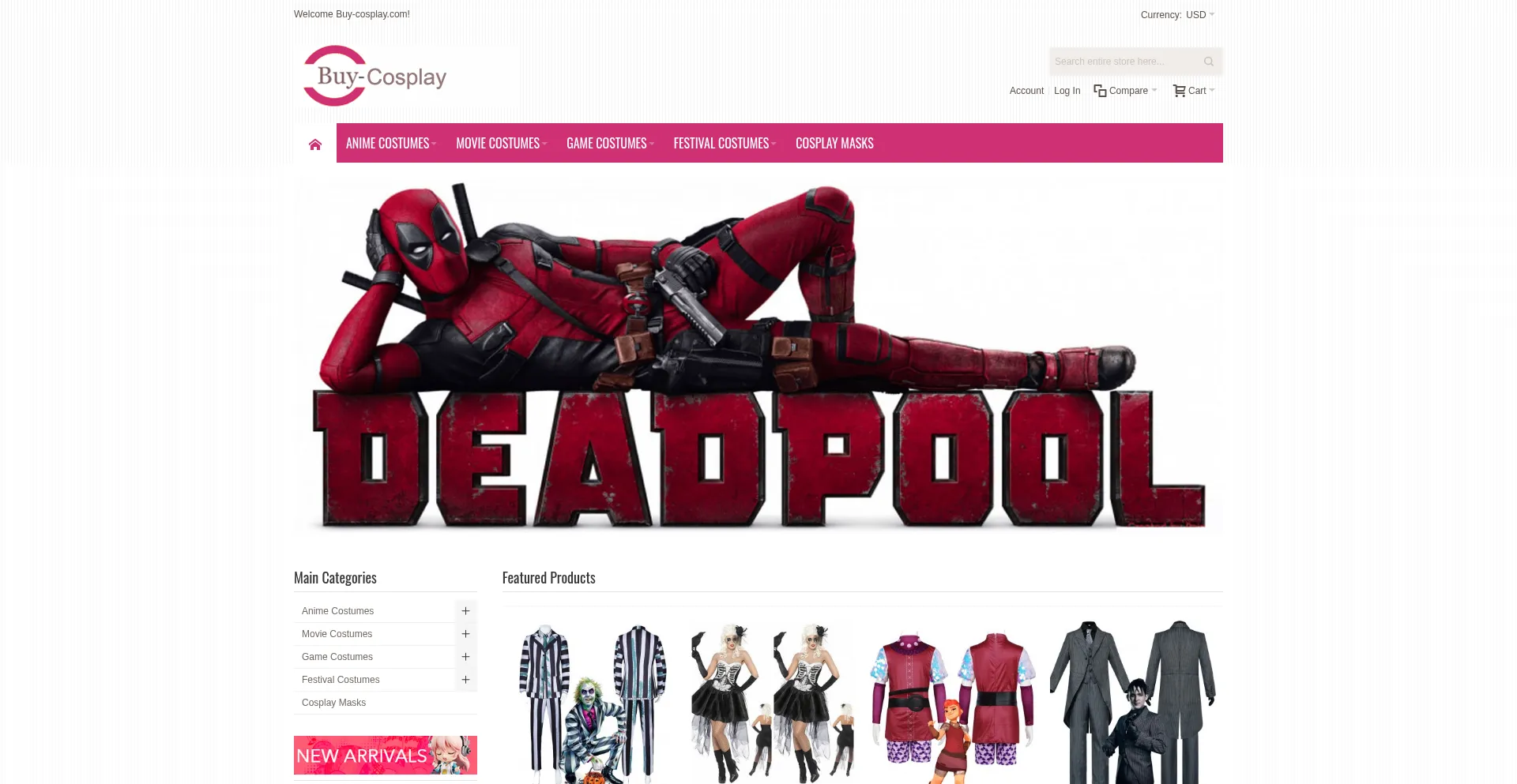 Website screenshot of Buy-cosplay.com